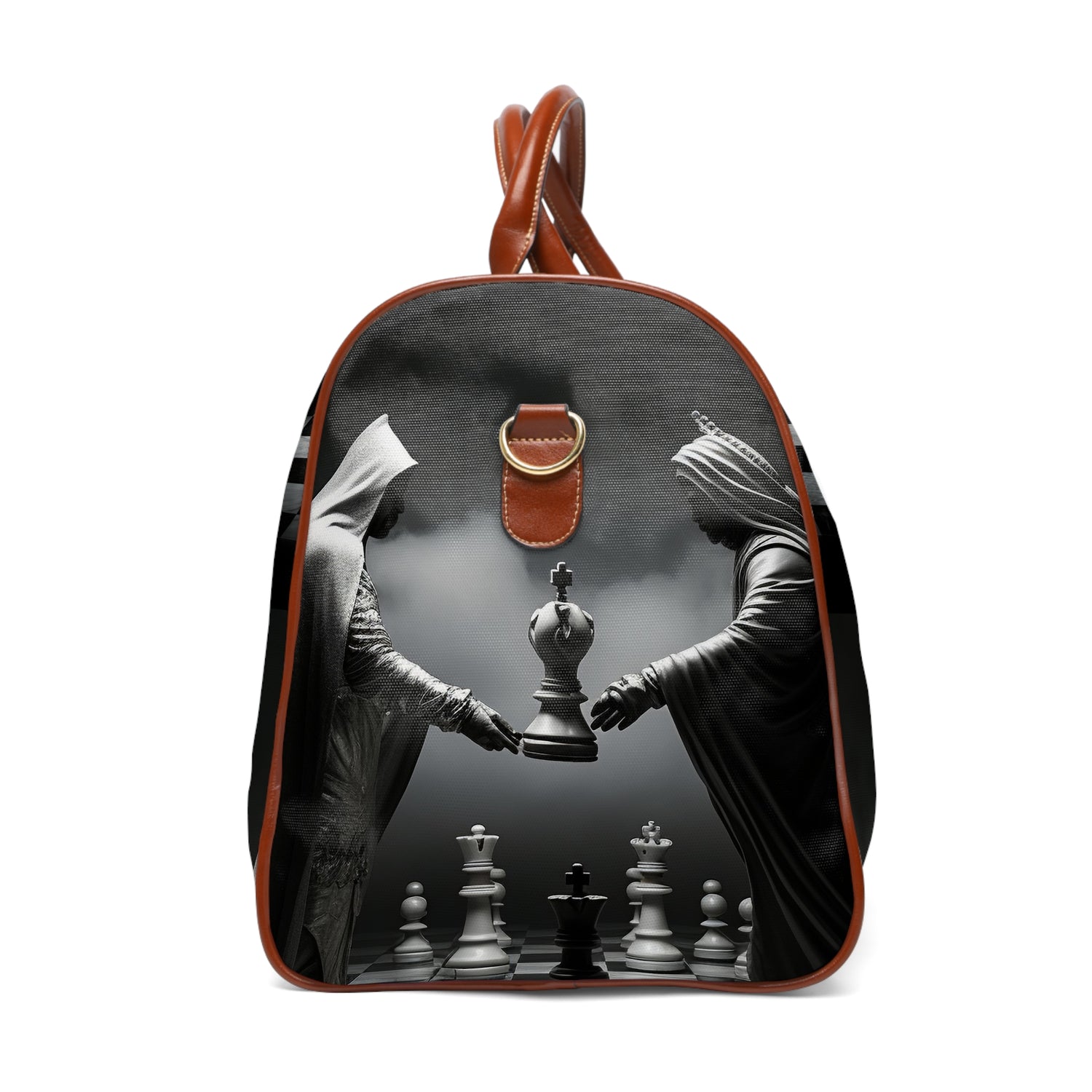 &quot;CHECKMATE&quot;: bolso de viaje impermeable de piel vegana con logotipo de Kingdom en negro 