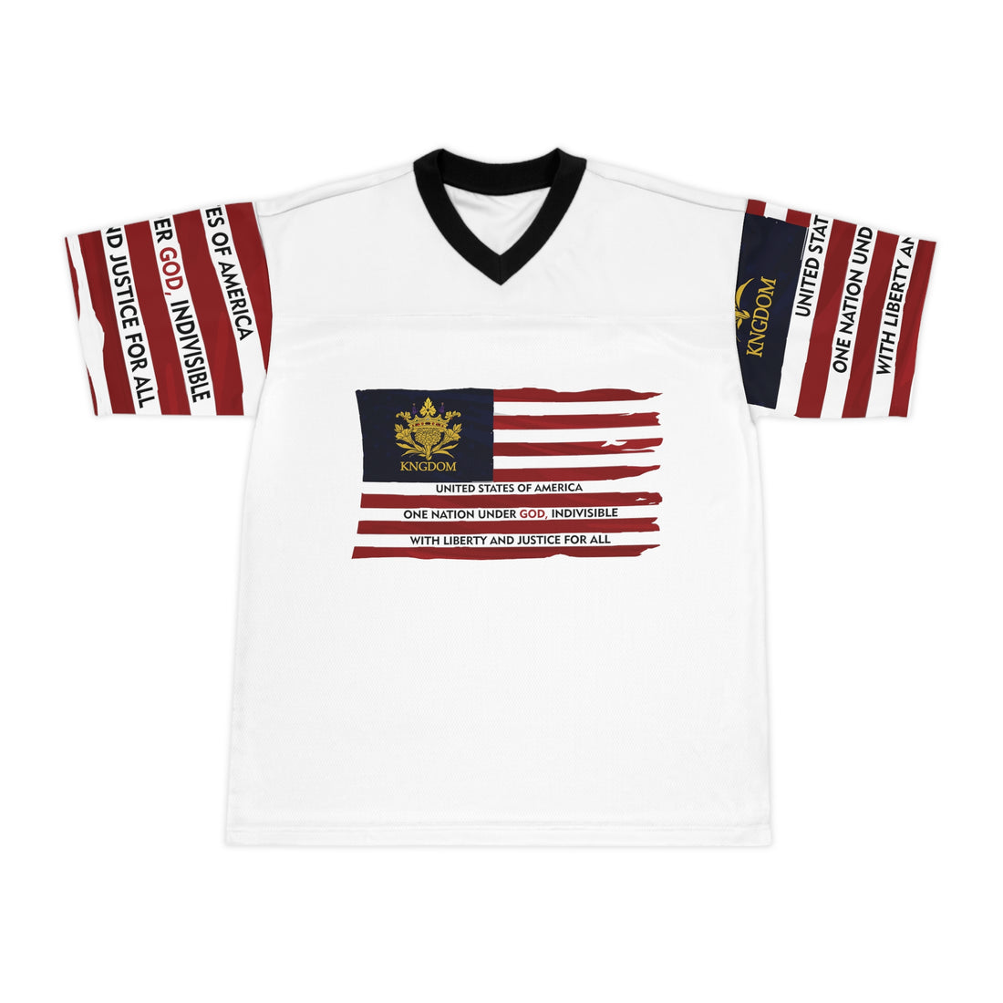 &quot;WE ARE AMERICA&quot;- Unisex Football Jersey/Backside Kngdom Logo