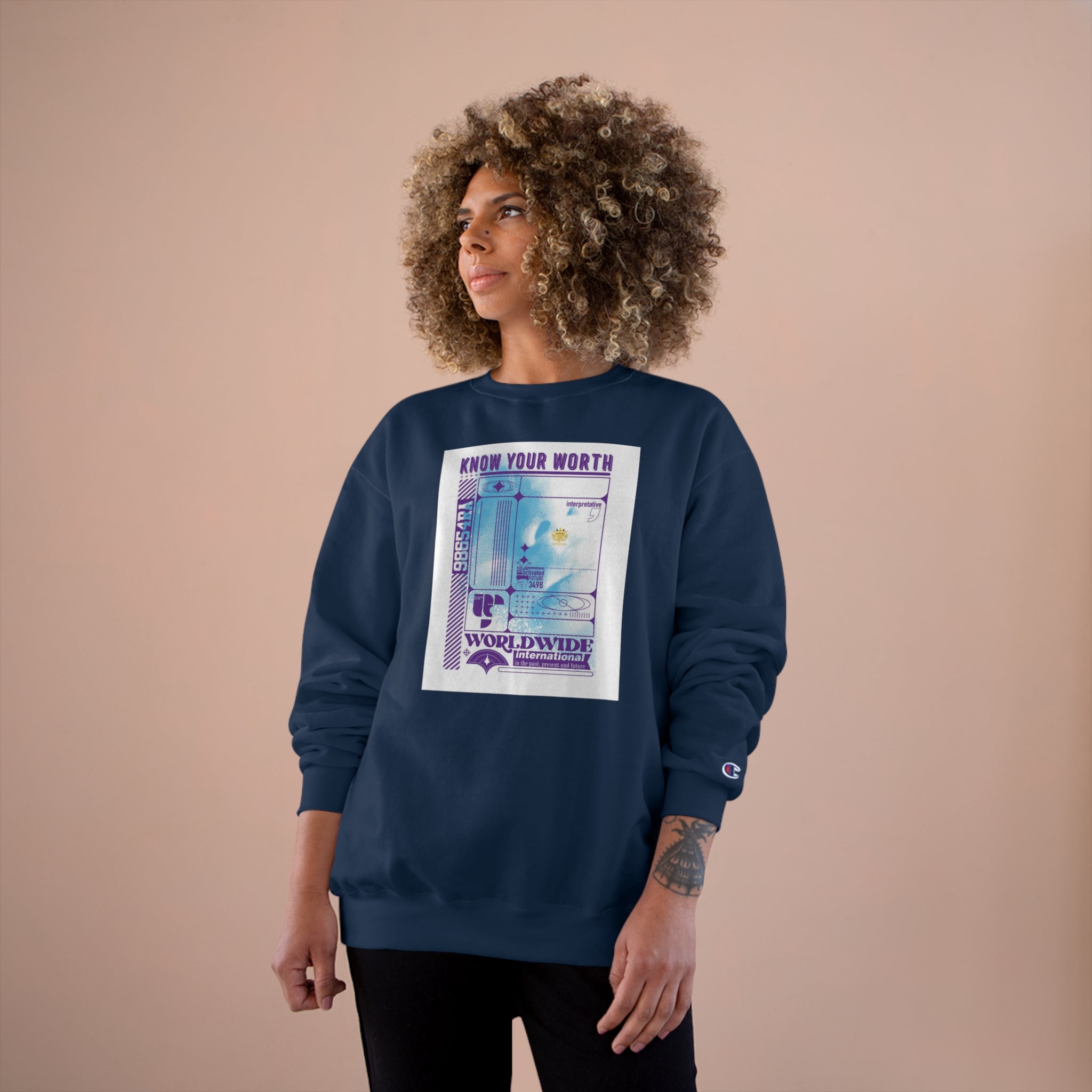 &quot;KNOW YOUR WORTH&quot;- Unisex Champion Sweatshirt W/ Kngdom Logo