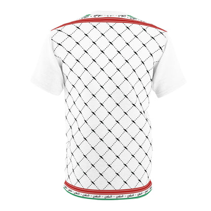 Keffiyeh World &quot;PALESTINE IS GUCCI&quot;- Unisex Cut &amp; Sew Tee W/ Blk Kngdom Logo