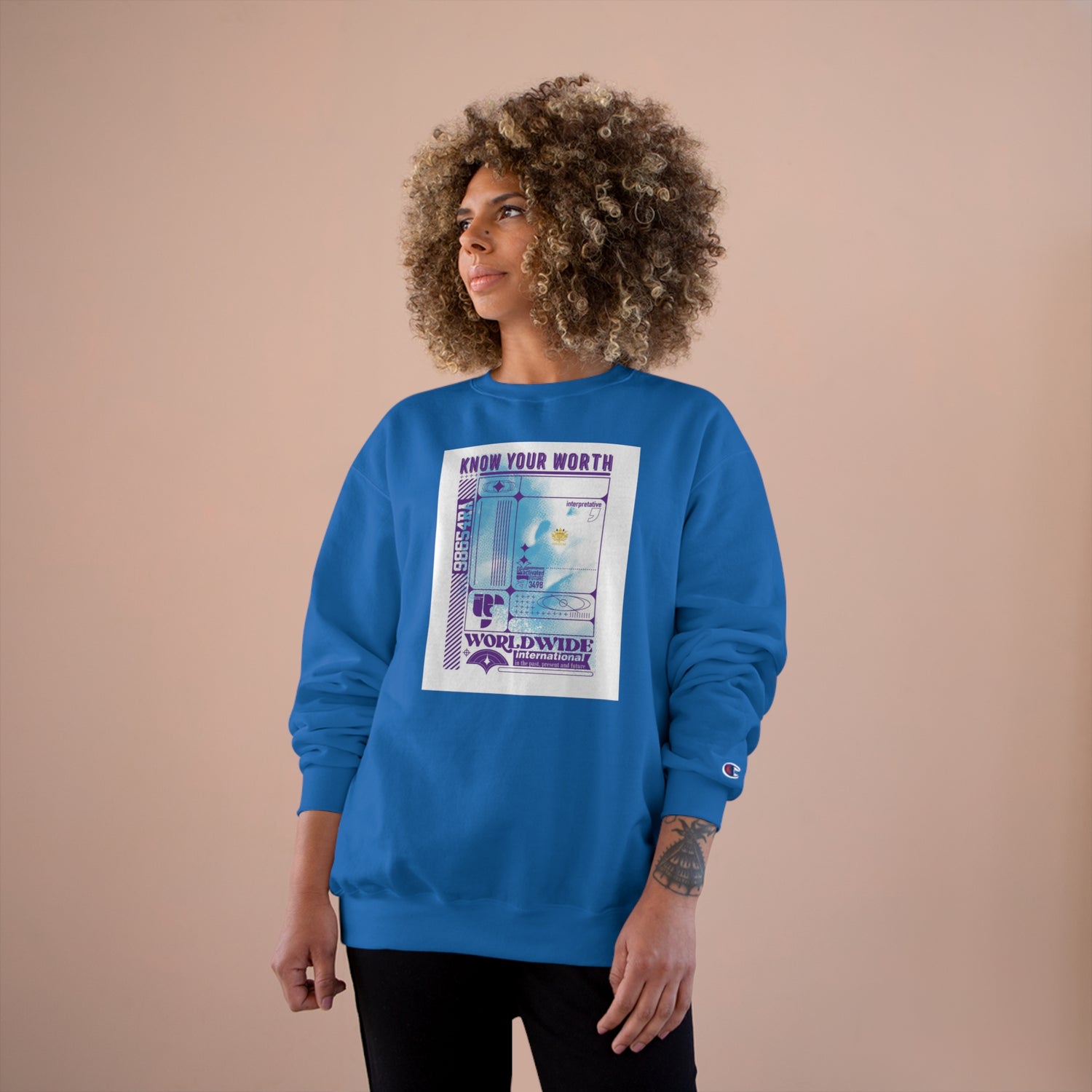 &quot;KNOW YOUR WORTH&quot;- Unisex Champion Sweatshirt W/ Kngdom Logo