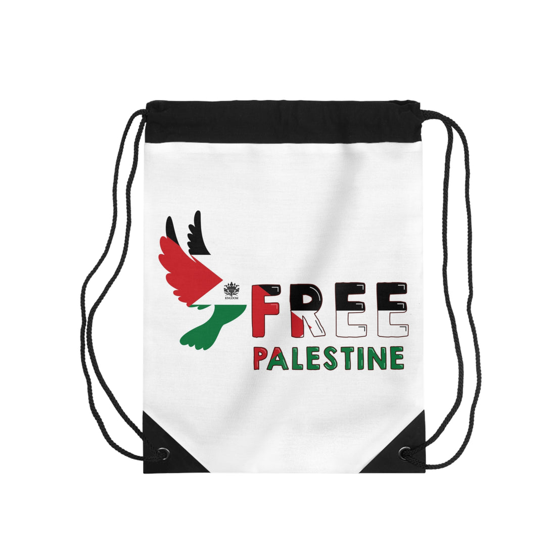 &quot;FREE PALESTINE&quot;- Drawstring Bag W/ Blk Kngdom Logo