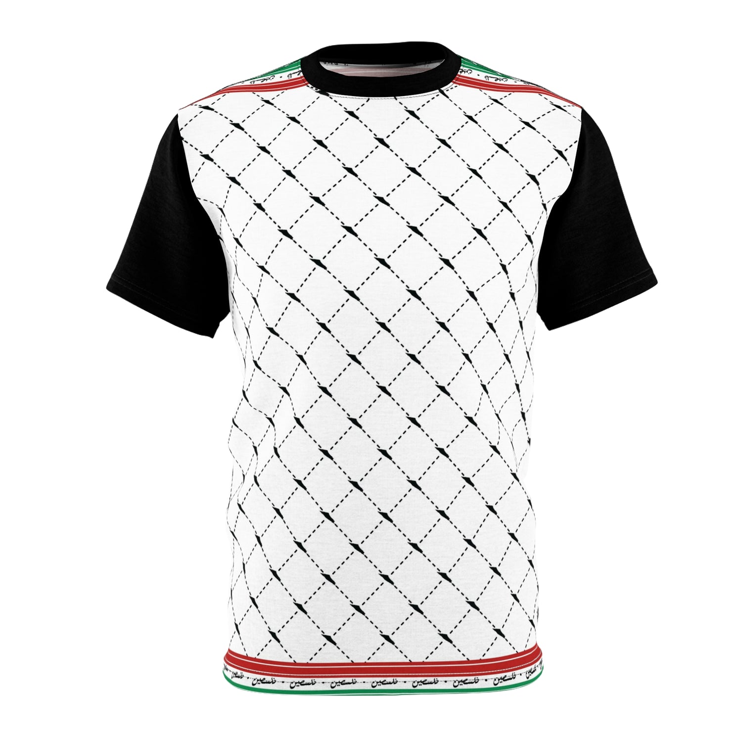 Keffiyeh World &quot;PALESTINE IS GUCCI&quot;- Unisex Cut &amp; Sew Tee W/ Blk Kngdom Logo