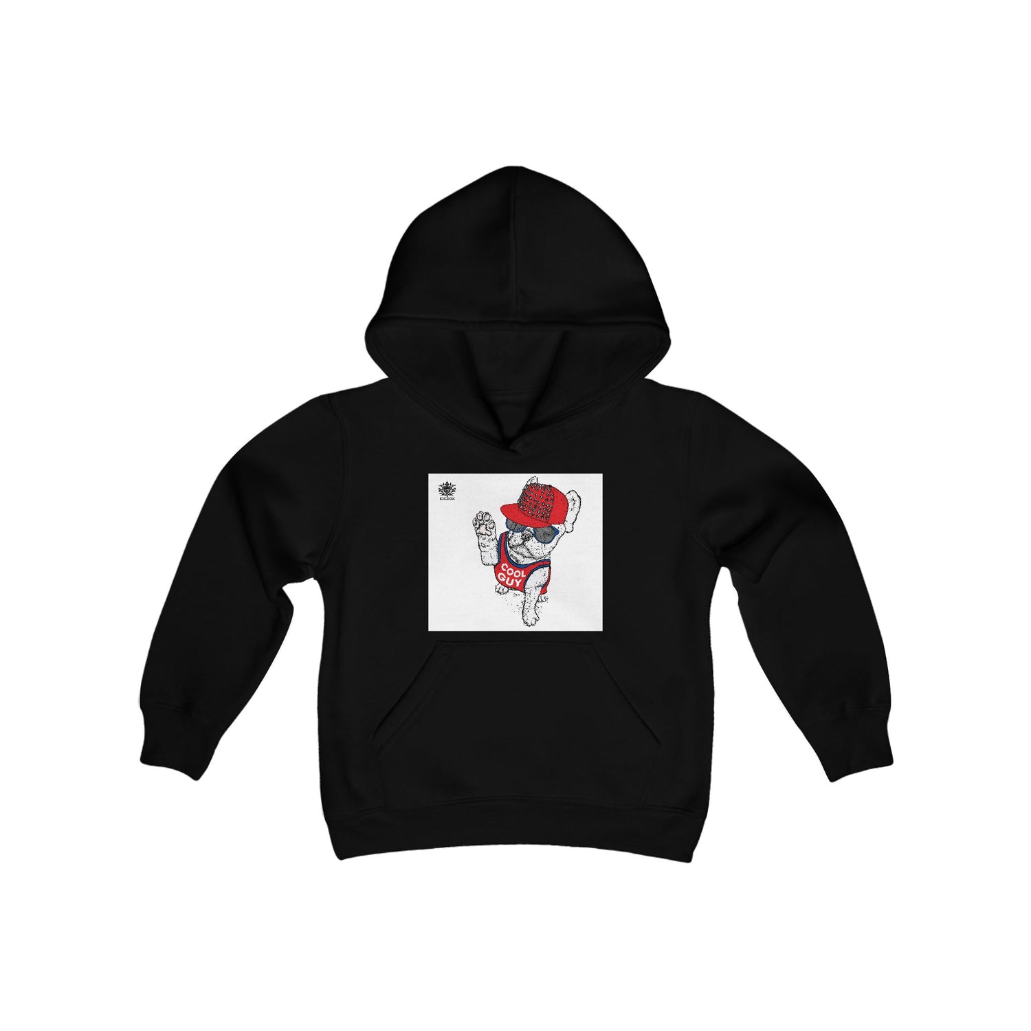 Kngdom &quot;DRIP&quot; (COOL GUY)- Unisex Youth Heavy Blend Hooded Sweatshirt W/ Blk Kngdom Logo