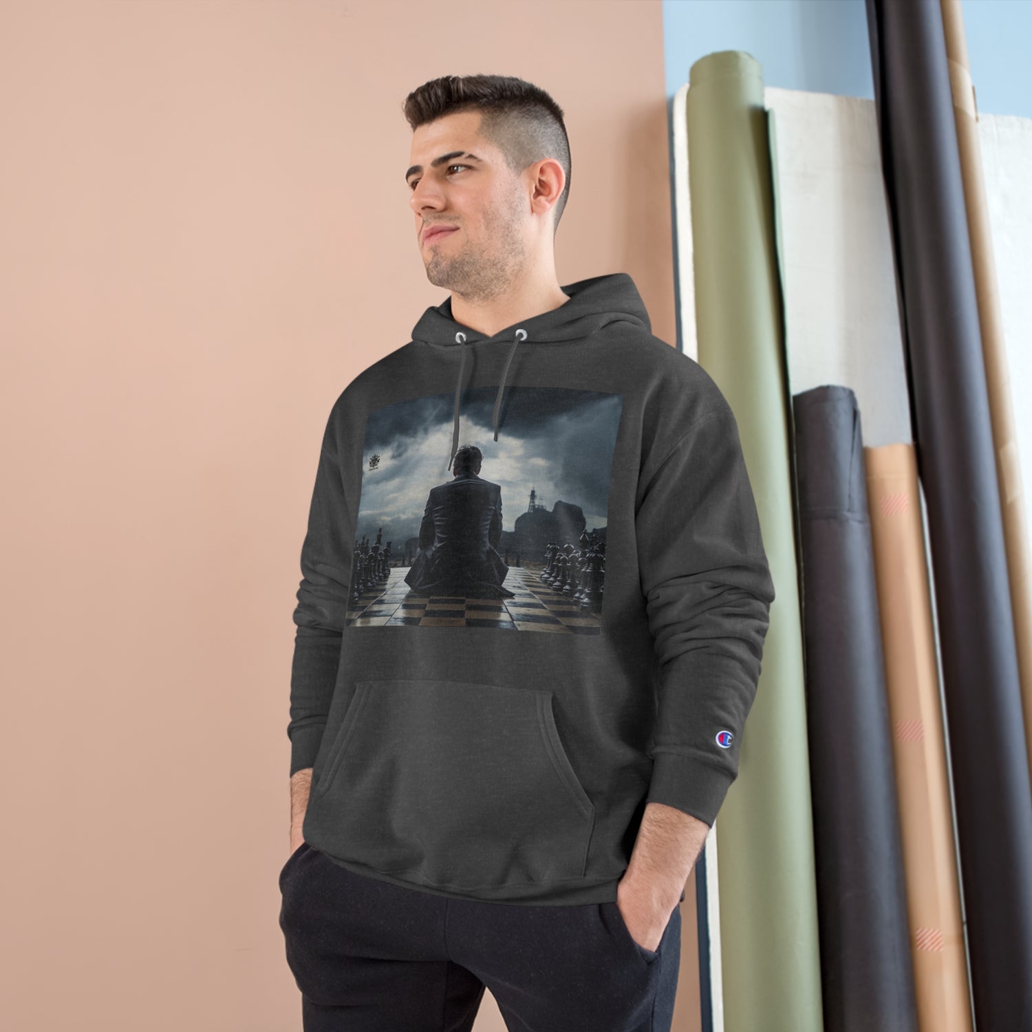 Sudadera con capucha Champion para hombre con logotipo del Reino Unido en negro &quot;CHECKMATE&quot; 