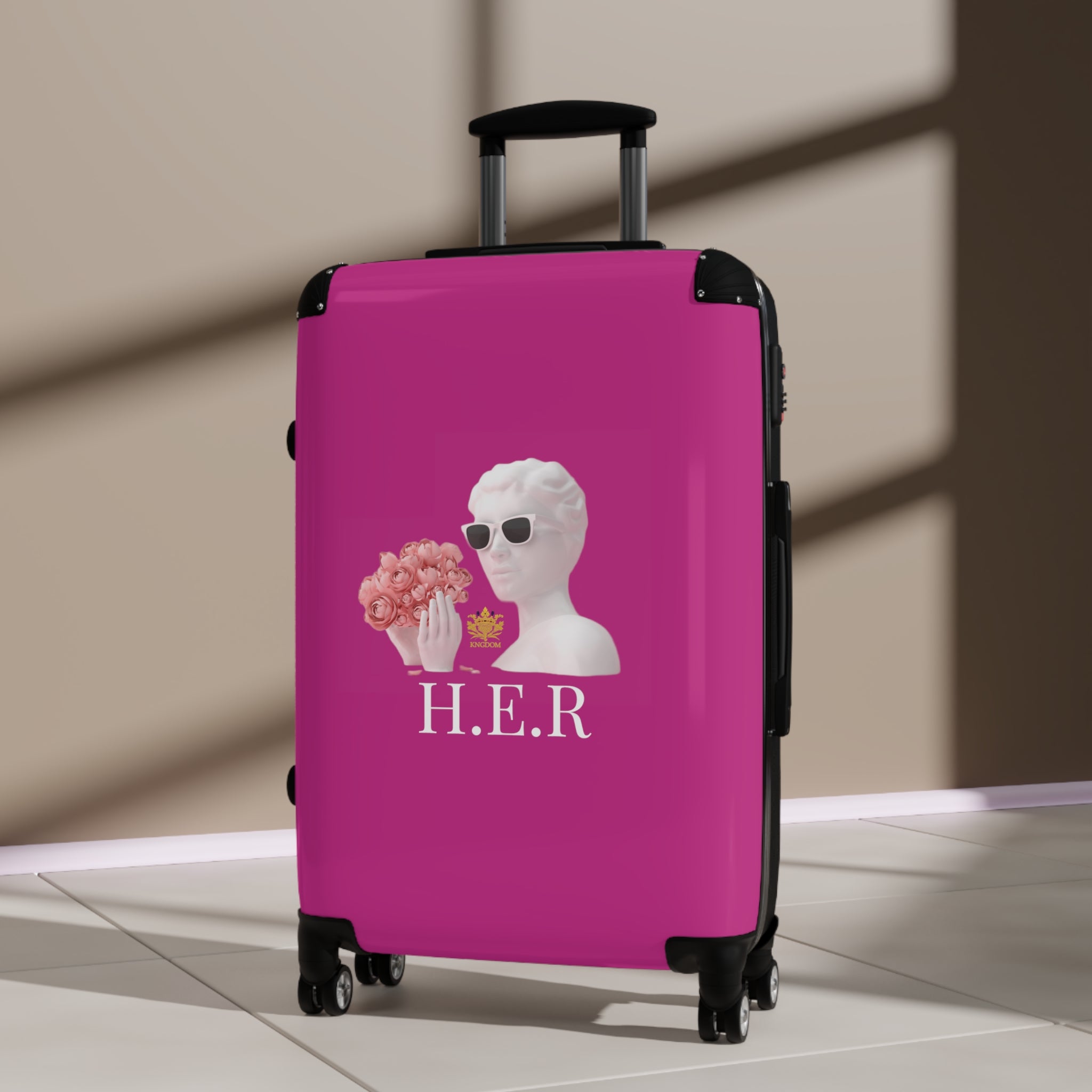 &quot;H.E.R&quot; (Heroism/Eagerness/Relevant)- Small/Med/Large Suitcases W/ Kngdom Logo