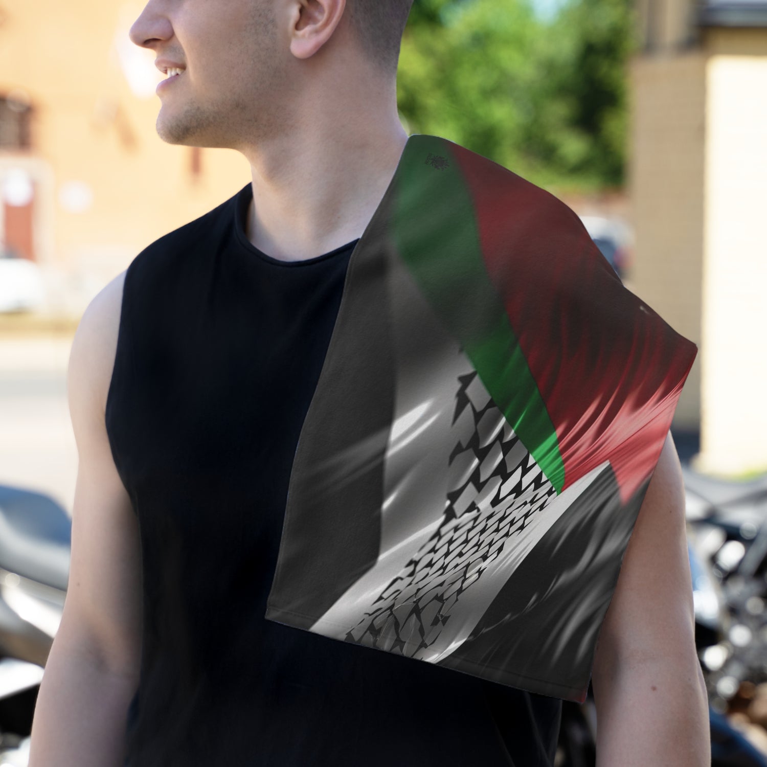 Keffiyeh World &quot;Palestine Flag&quot;- Rally Towel W/ Blk Kngdom Logo