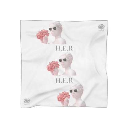 &quot;H.E.R&quot; (Heroism/Eagerness/Relevant) - Poly Scarf (Grey Kngdom Logo W/ &quot;H.E.R&quot; Grey Letter Print)