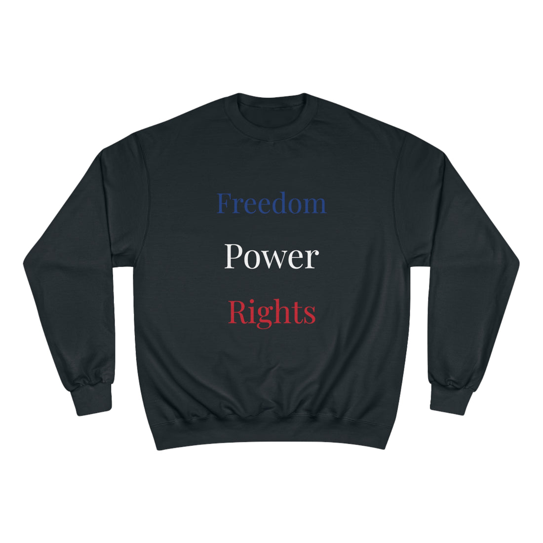 &quot;WE ARE AMERICA&quot; Patriotic &quot;Freedom/Power/Rights&quot;- Unisex Champion Sweatshirt/Backside Kngdom Logo &amp; Flag