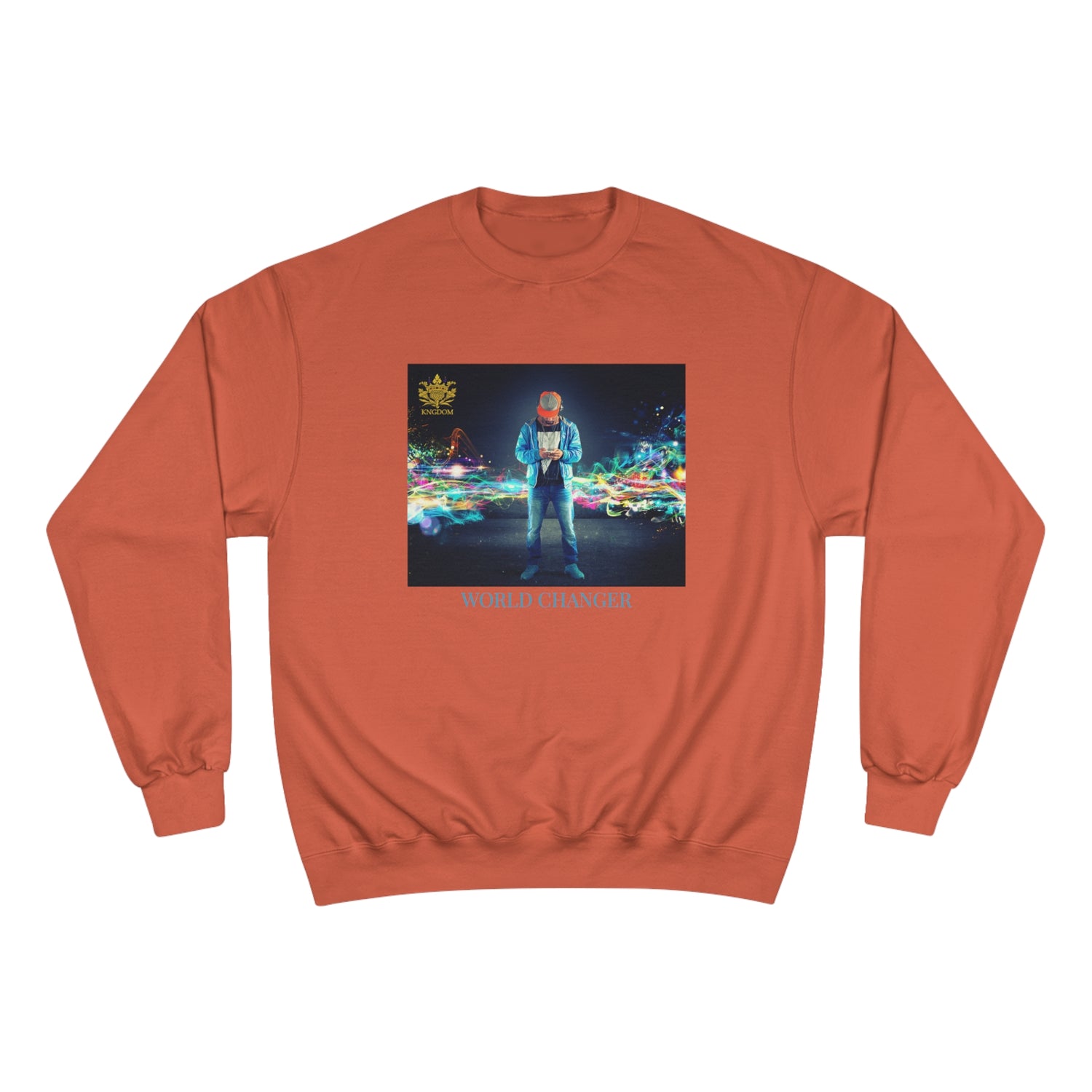 Man Of Color (WORLD CHANGER)- Unisex Champion Sweatshirt W/ Back Side Kngdom Logo