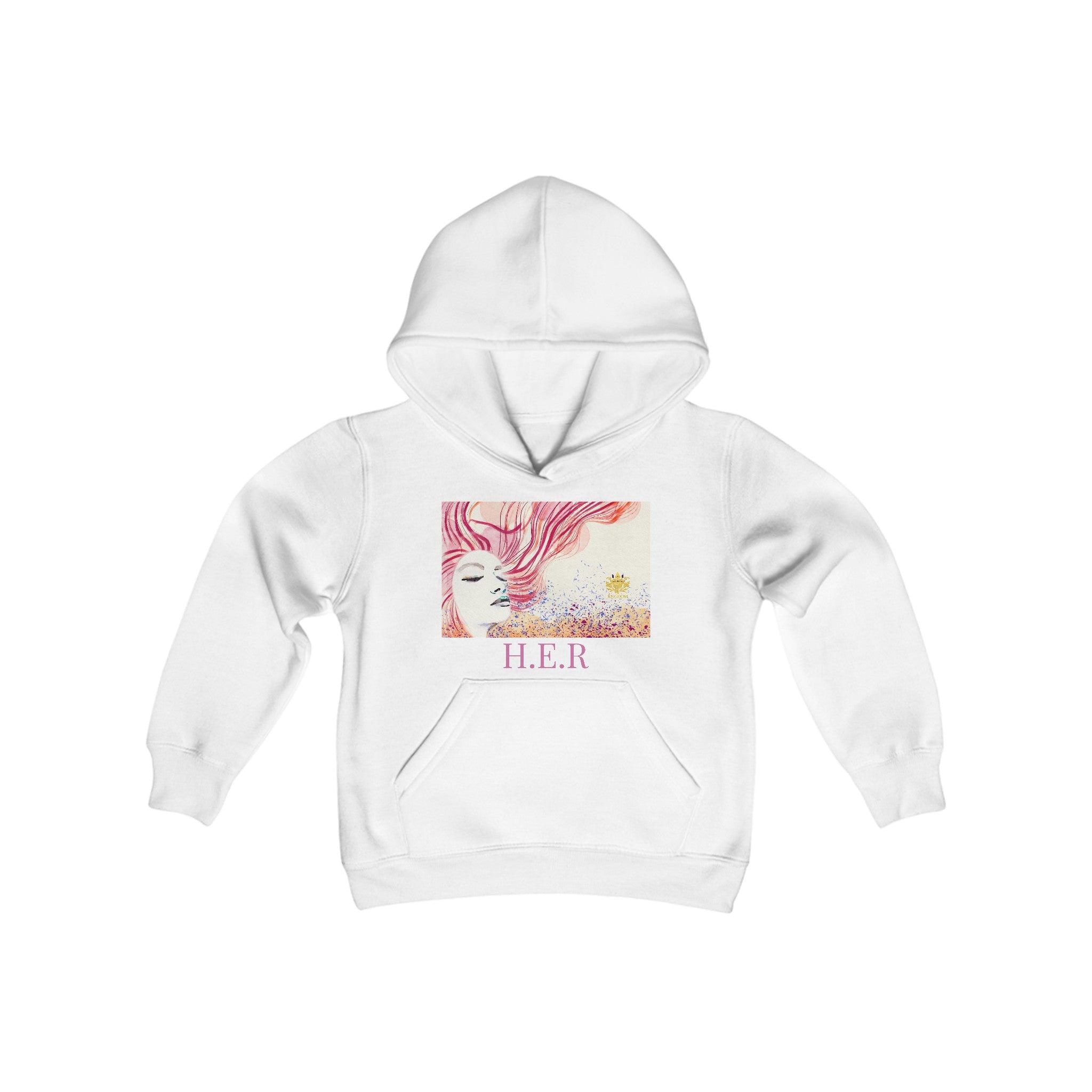 &quot;H.E.R&quot; (Heroism/Eagerness/Relevant) - Youth Heavy Blend Hooded Sweatshirt W/ Kngdom Logo