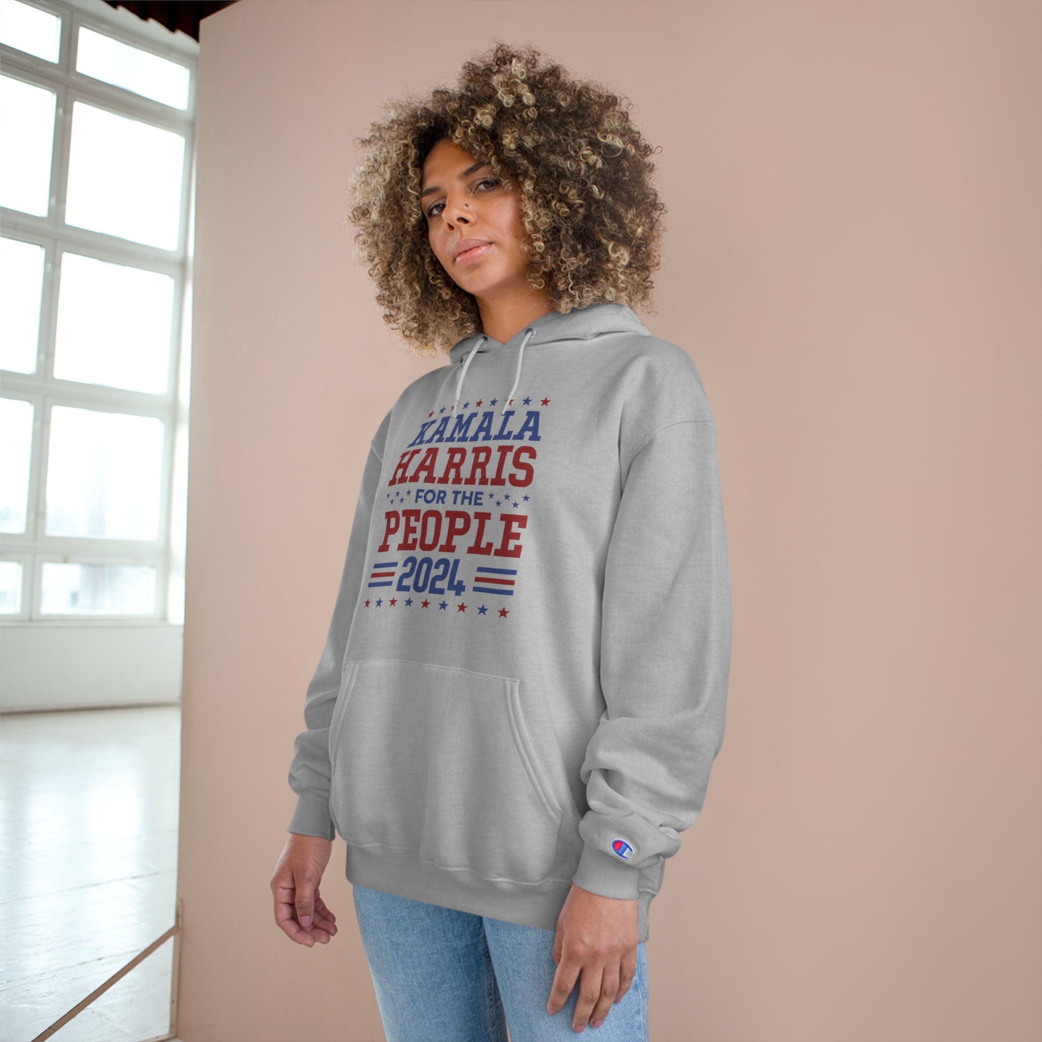 &quot;KAMALA HARRIS FOR THE PEOPLE 2024&quot;(QUOTE)- Unisex Champion Hoodie W/ Kngdom Logo