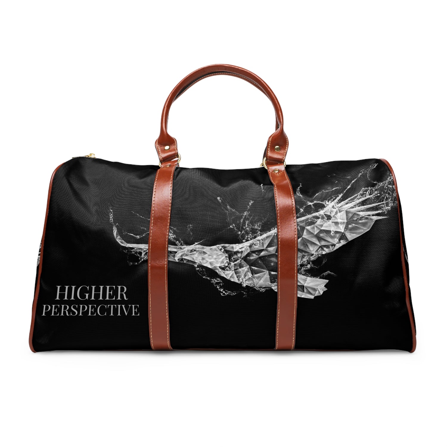 &quot;HIGHER PERSPECTIVE&quot;- Vegan Leather Self-Expression Waterproof Travel Bag W/ Grey Kngdom Logo