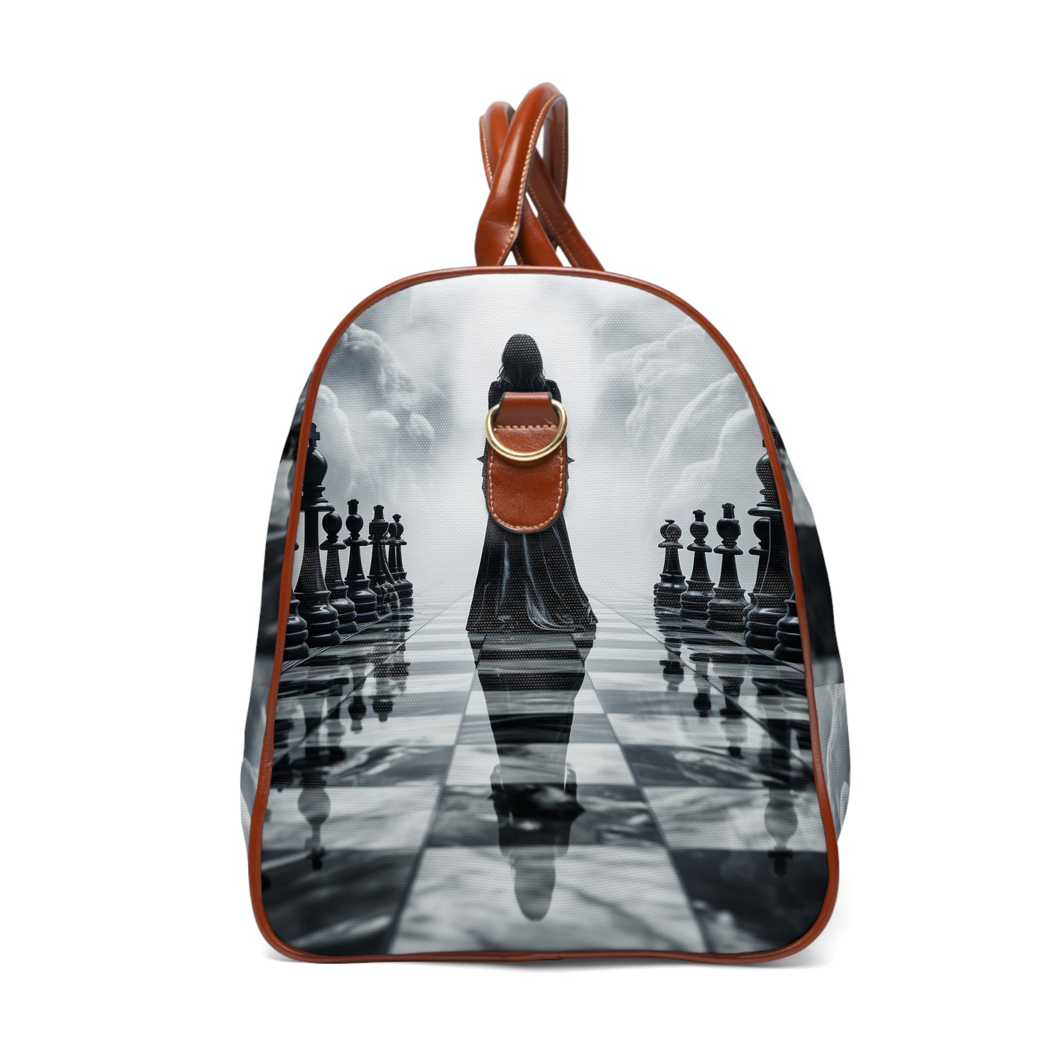 &quot;CHECKMATE&quot;: bolso de viaje impermeable de piel vegana con logotipo de Kingdom en negro 