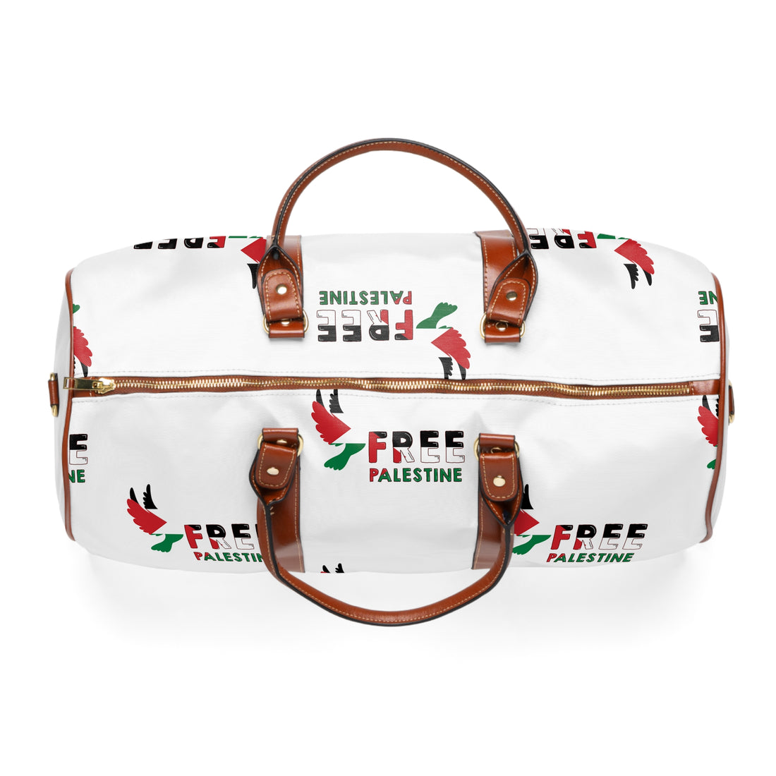 &quot;FREE PALESTINE&quot;- Vegan Leather Self-Expression Waterproof Travel Bag W/ Blk Kngdom Logo