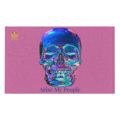 EZEKIEL 37 &quot;Arise My People&quot; Crystal Head Skull Face Design Image- Rally Towel (Dark Blue Letter Print- Kngdom Logo)