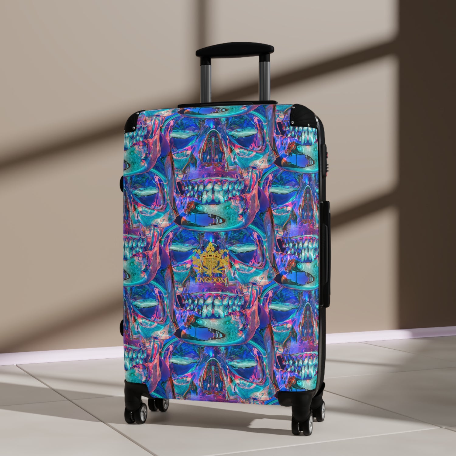 EZEKIEL 37 &quot;Arise My People&quot; Crystal Head Skull Face Design Image (All-Over-Print)- &quot;Medium&quot; Suitcase (Kngdom Logo)