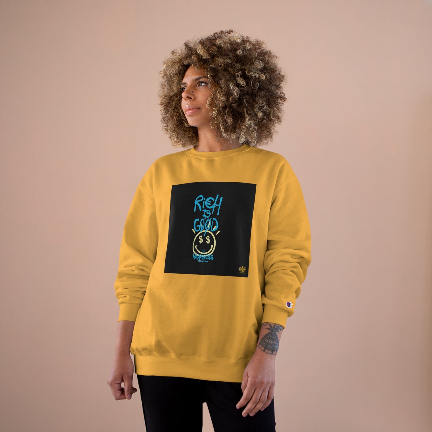 Kngdom &quot;DRIP&quot; (RICH IS GOOD HAPPINESS) - Unisex Champion Sweatshirt W/ Kngdom Logo