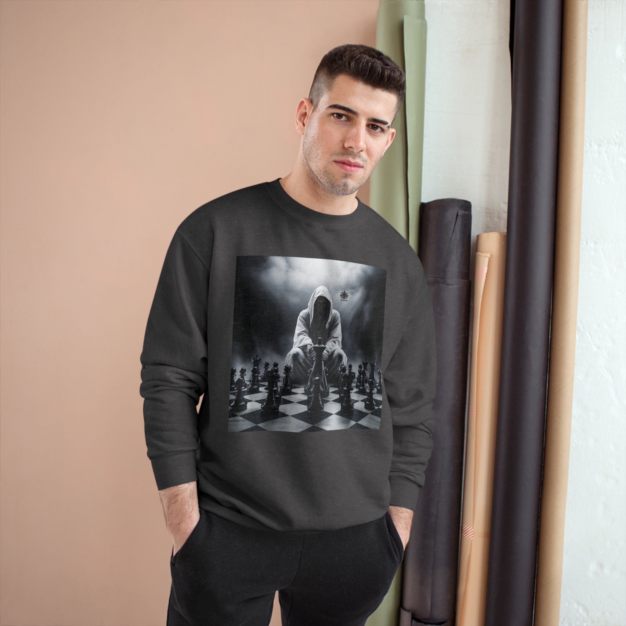 Sudadera Champion para hombre con logotipo del Reino Unido en negro &quot;CHECKMATE&quot; 