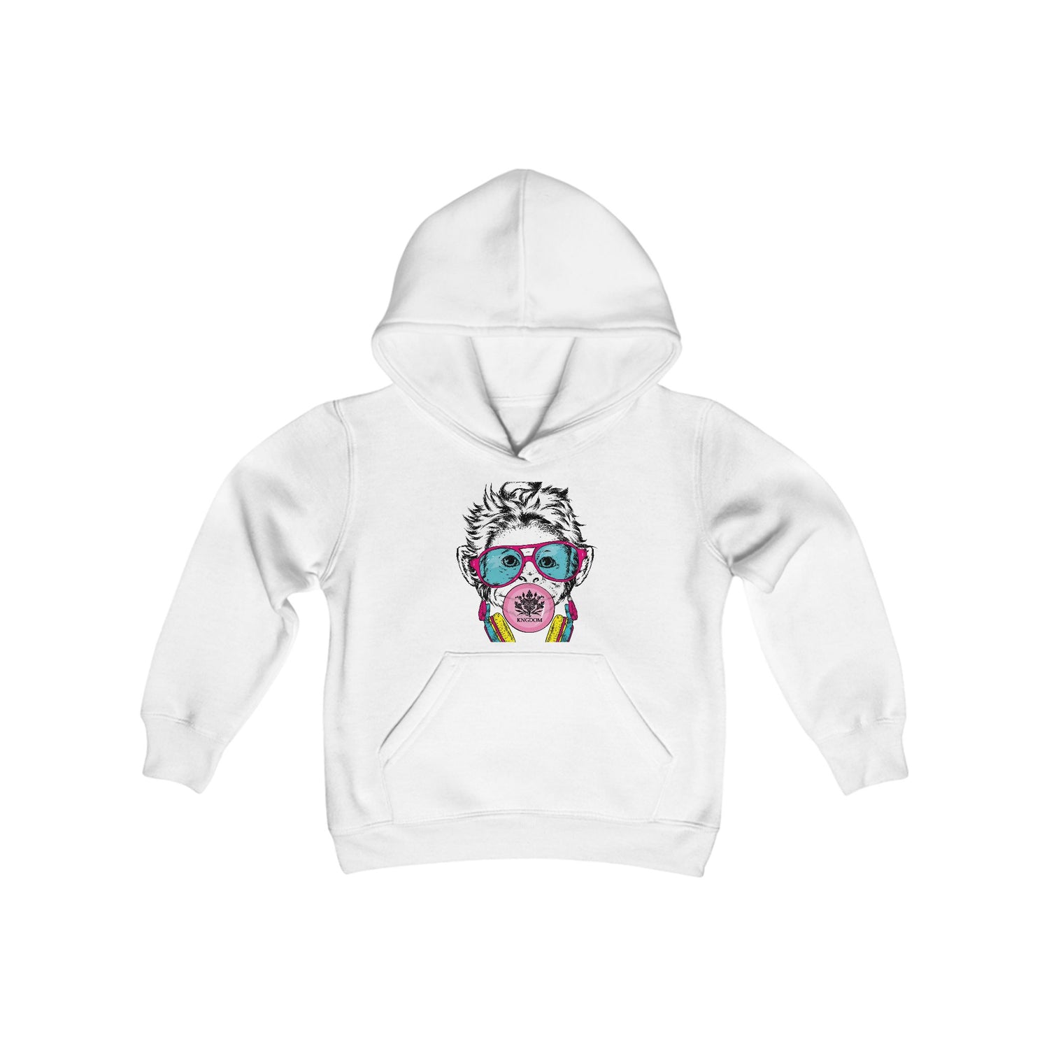 Kngdom &quot;DRIP&quot; (COOL MONKEY)- Youth Heavy Blend Hooded Sweatshirt W/ Blk Kngdom Logo