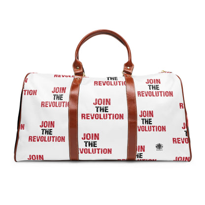 Keffiyeh World &quot;JOIN THE REVOLUTION&quot;- Vegan Leather Self-Expression Waterproof Travel Bag W/ Blk Kngdom Lgo