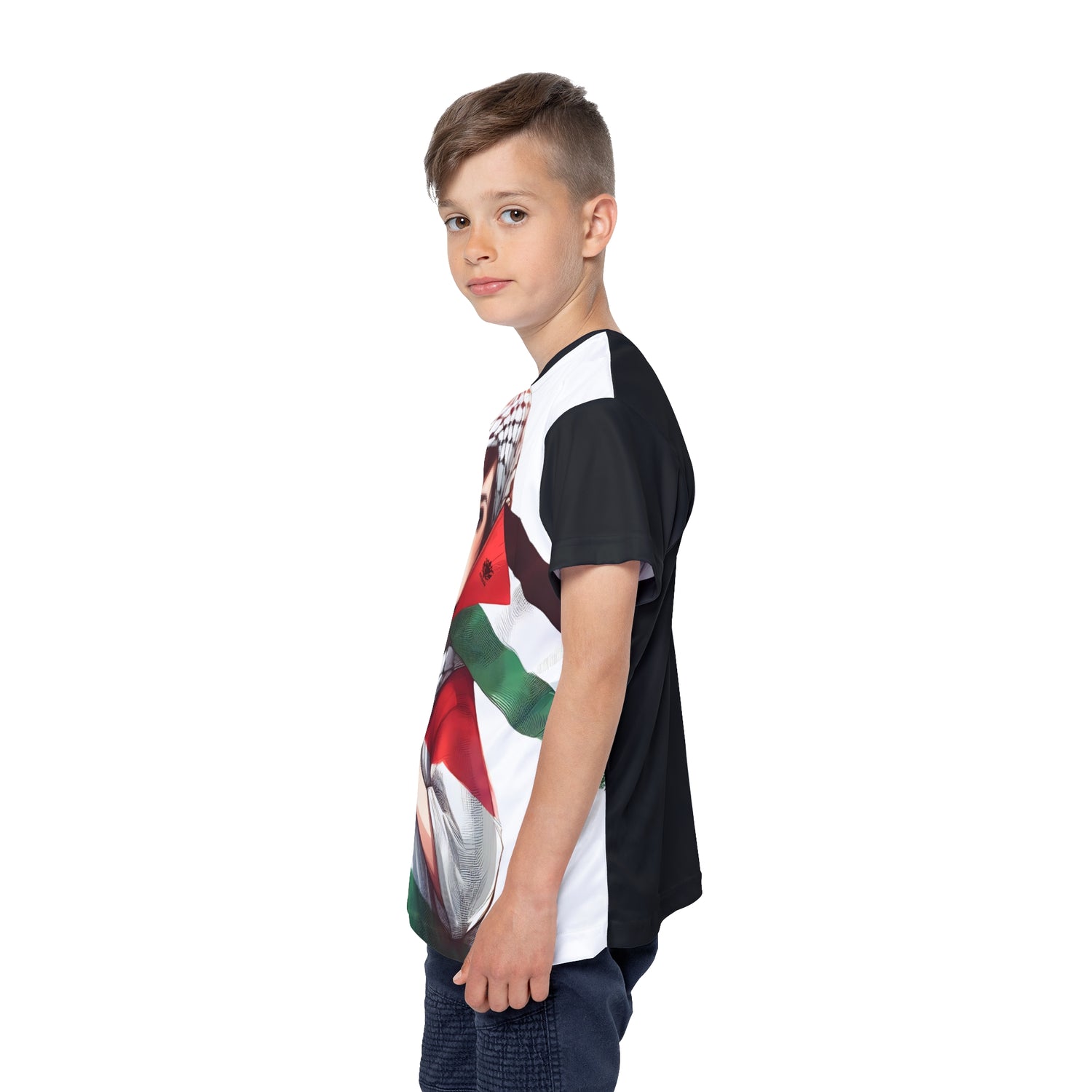 &quot;HABIBI/HABIBTI Of PALESTINE&quot;- Kids Sports Jersey W/ Blk Kngdom Logo