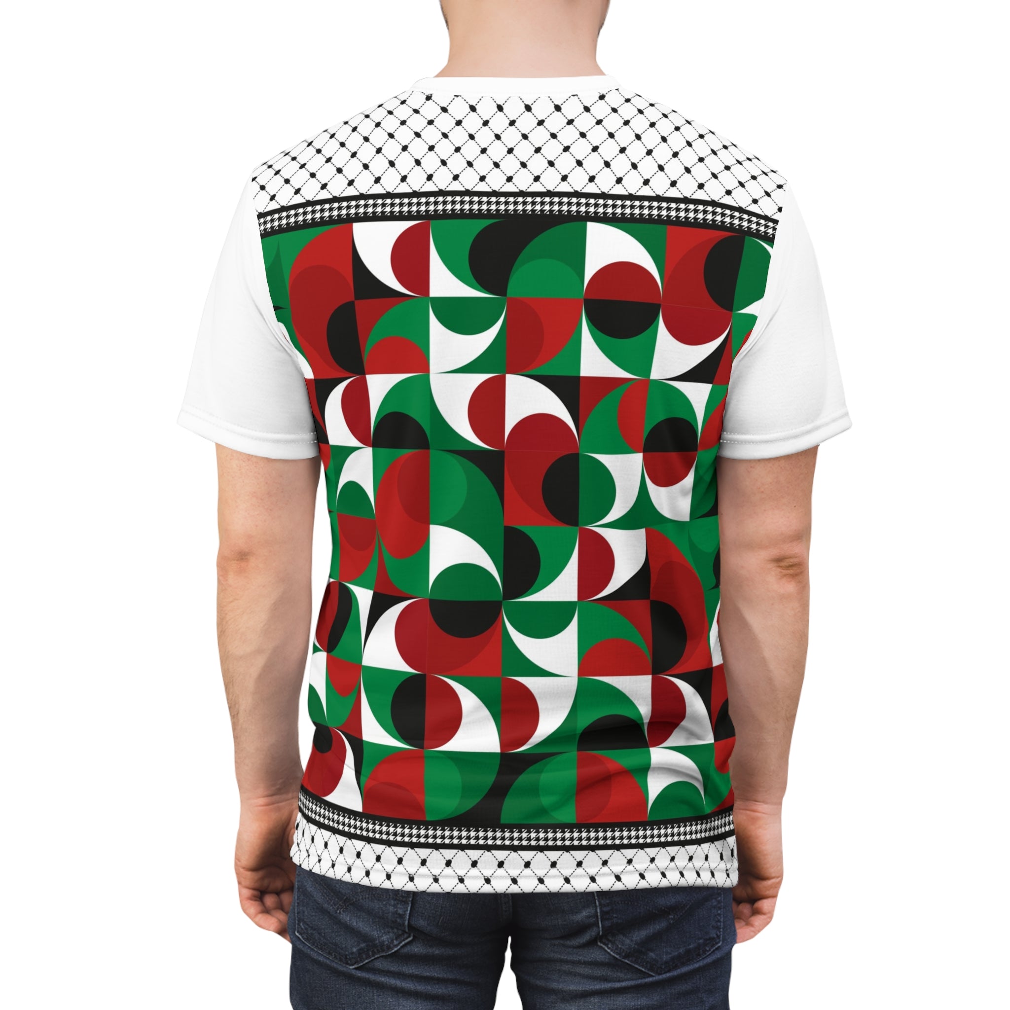 Keffiyeh World &quot;PALESTINE&quot;- Unisex Cut &amp; Sew Tee W/ Blk Kngdom Logo