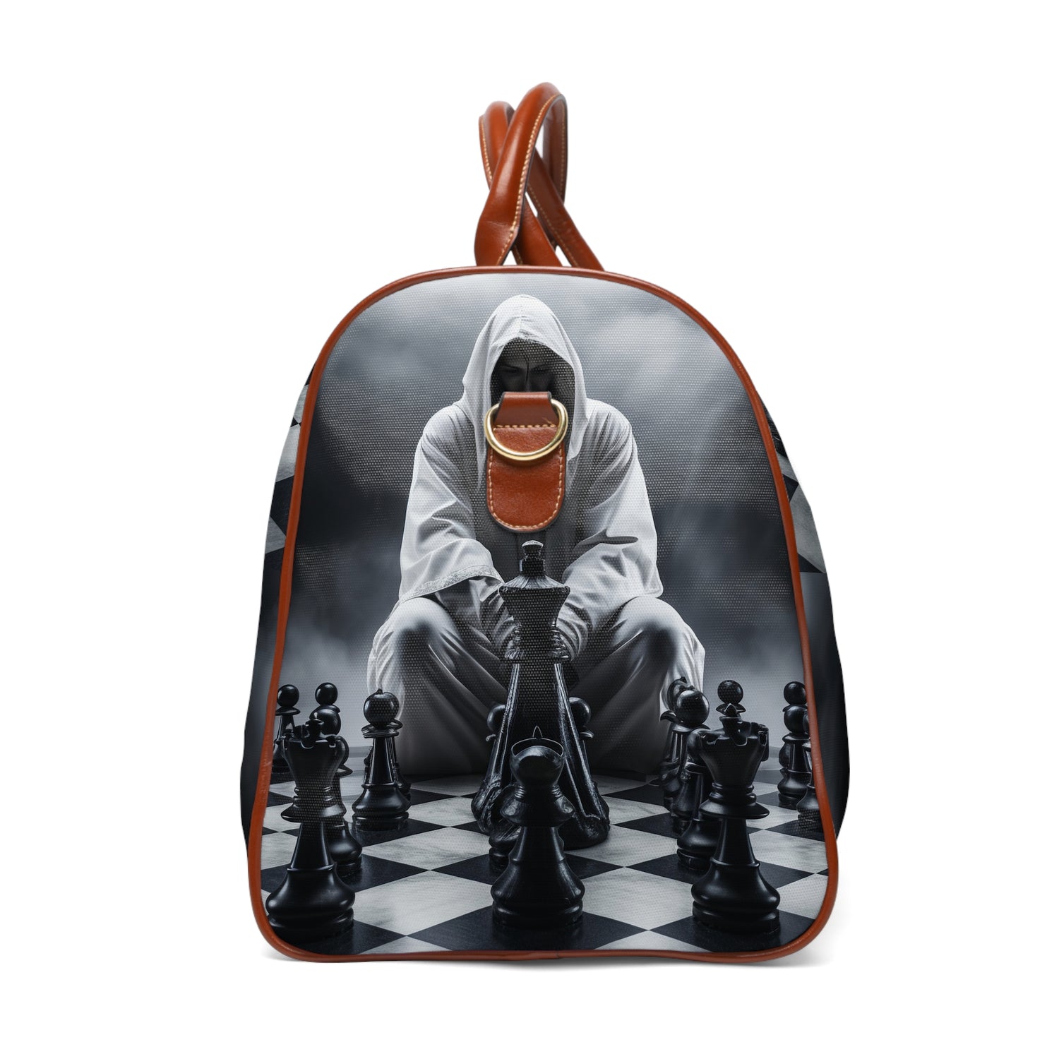 &quot;CHECKMATE&quot;: bolso de viaje impermeable de piel vegana con logotipo de Kingdom en negro 