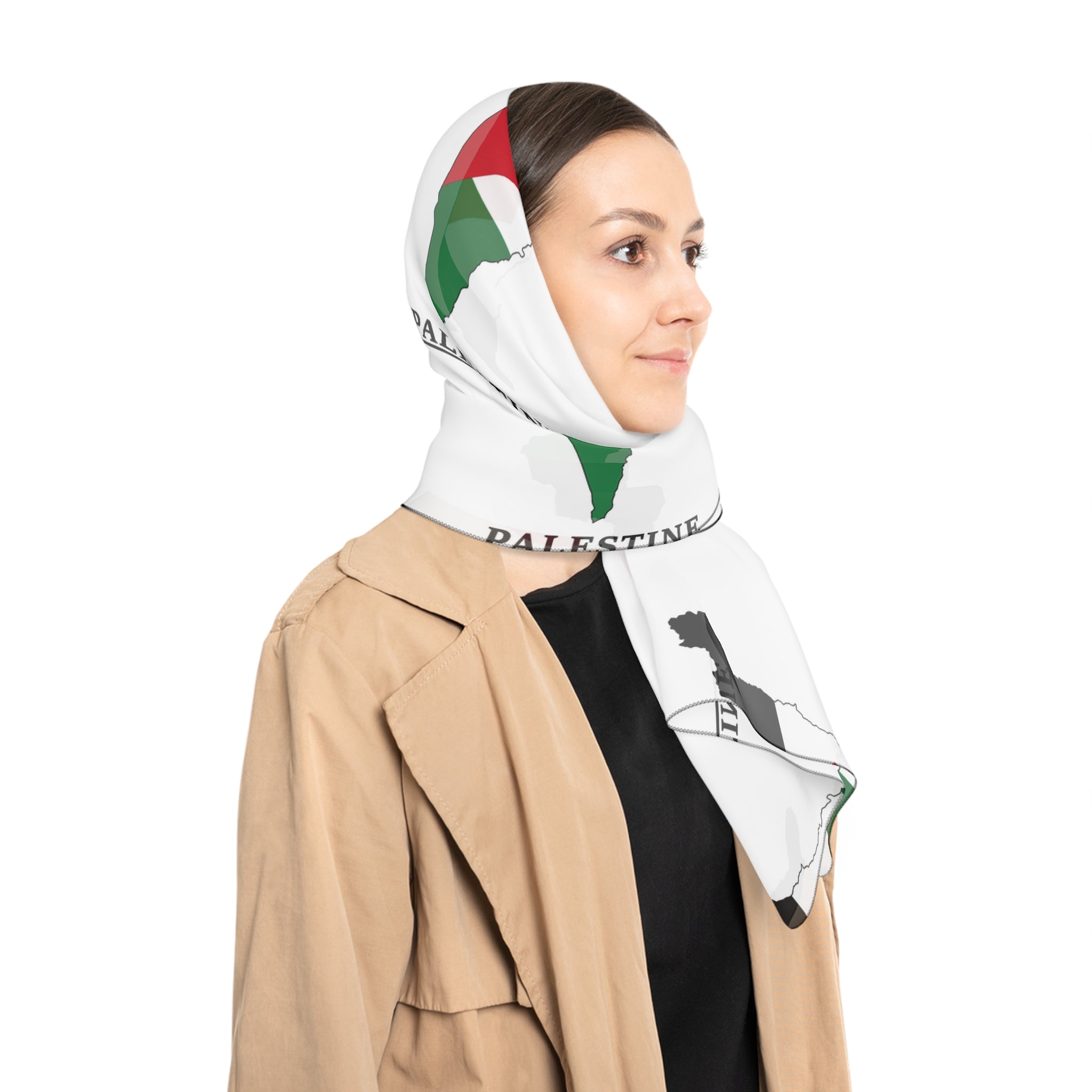 Keffiyeh World &quot;HOLY LAND&quot;- Poly/Chiffon Scarf W/ Blk Kngdom Logo