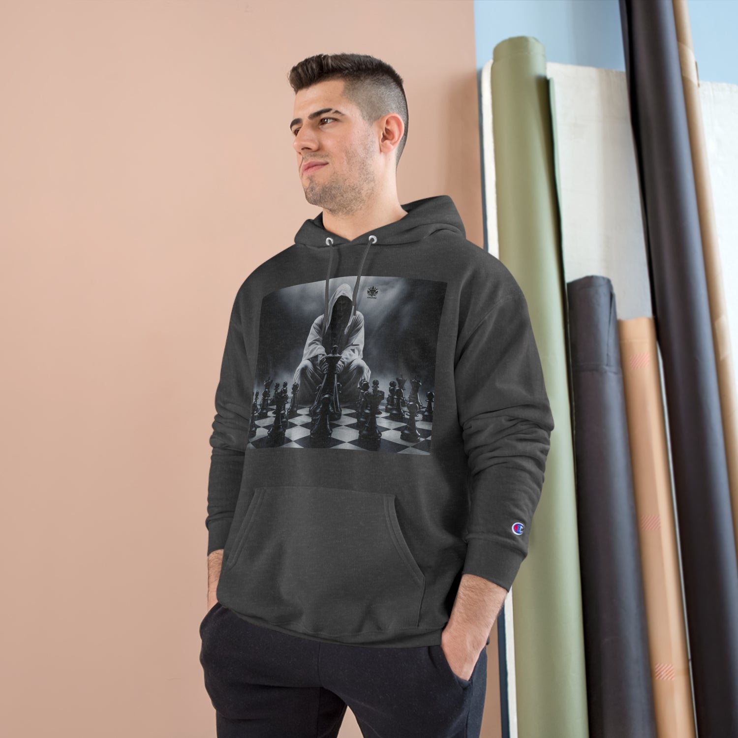 Sudadera con capucha Champion para hombre con logotipo del Reino Unido en negro &quot;CHECKMATE&quot; 