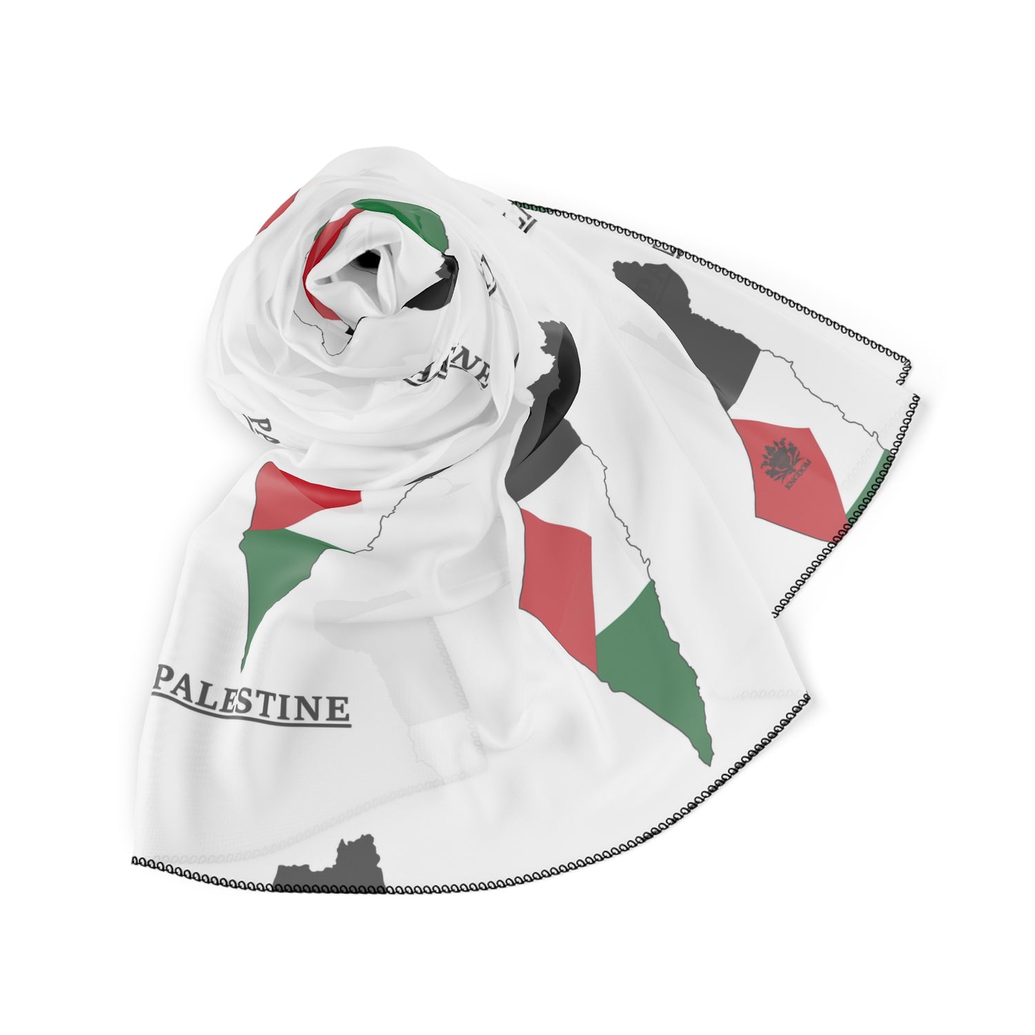 Keffiyeh World &quot;HOLY LAND&quot;- Poly/Chiffon Scarf W/ Blk Kngdom Logo