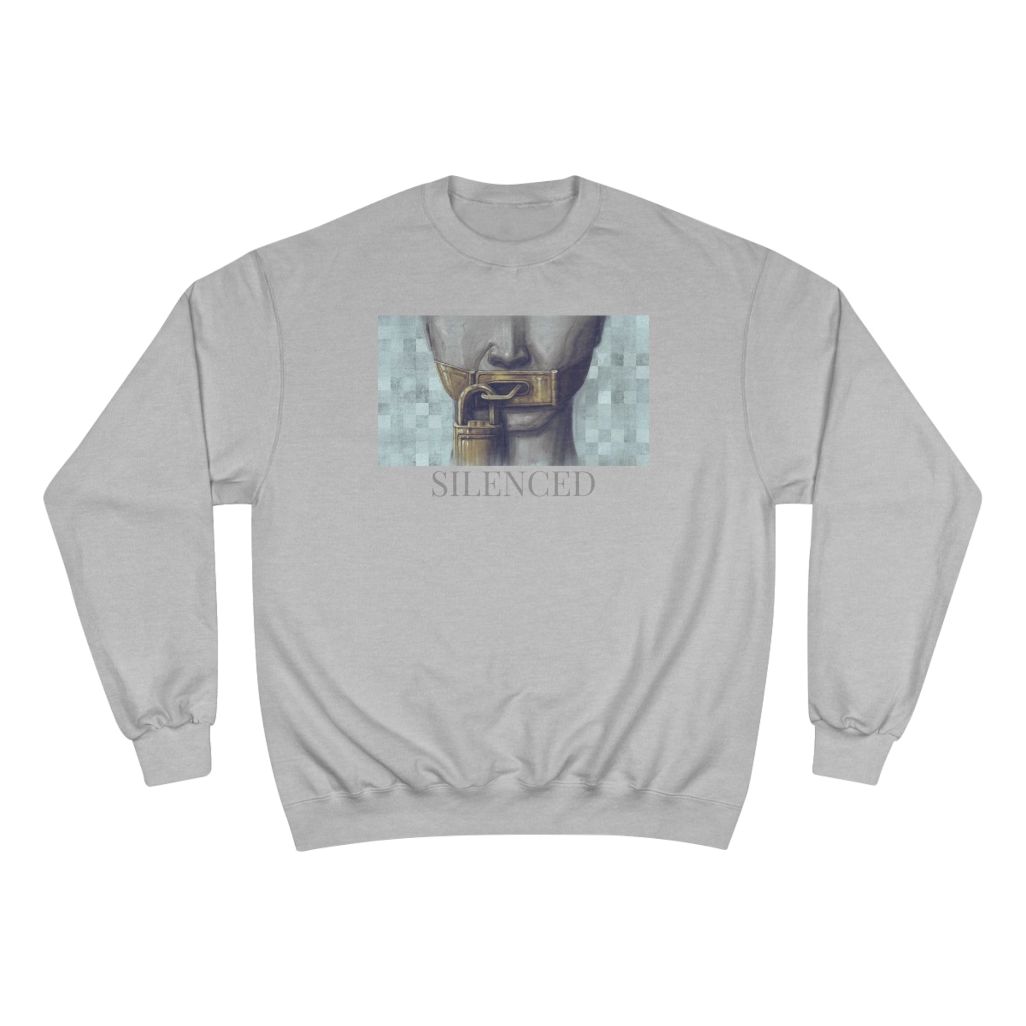 &quot;SILENCED&quot;- Unisex Champion Sweatshirt W/ Back Side Kngdom Logo