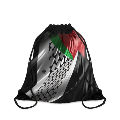 Keffiyeh World &quot;Palestine Flag&quot;- Drawstring Bag W/ Blk Kngdom Logo