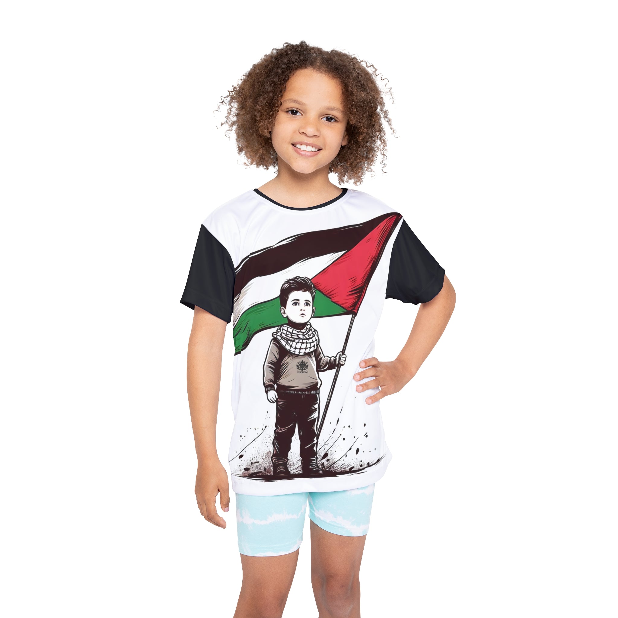 &quot;HABIBI/HABIBTI Of PALESTINE&quot;- Kids Sports Jersey W/ Blk Kngdom Logo