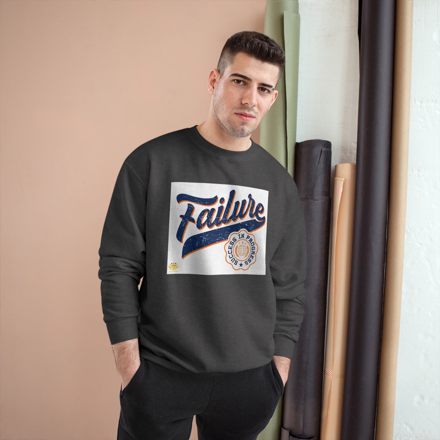 &quot;Failure-Success In Progress&quot;- Unisex Champion Sweatshirt W/ Kngdom Logo