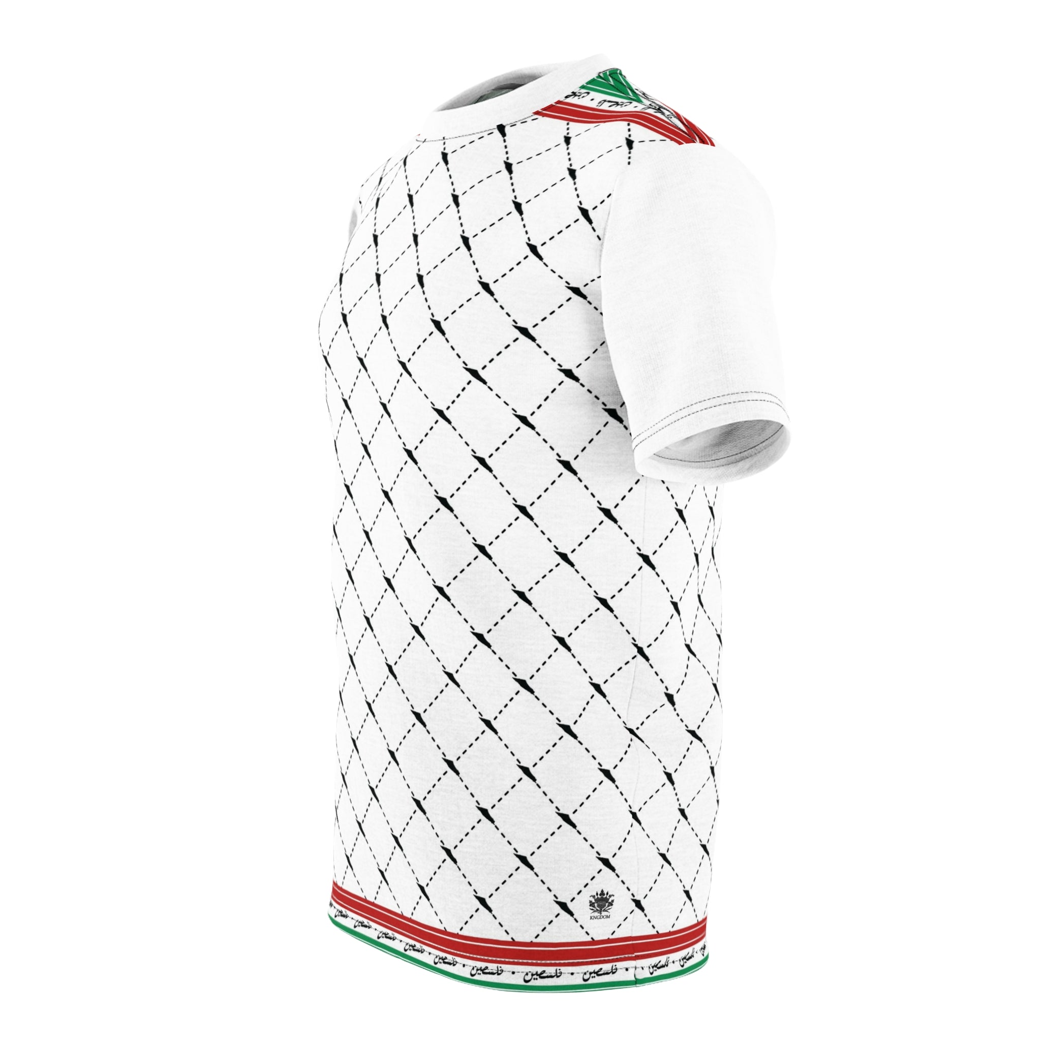 Keffiyeh World &quot;PALESTINE IS GUCCI&quot;- Unisex Cut &amp; Sew Tee W/ Blk Kngdom Logo