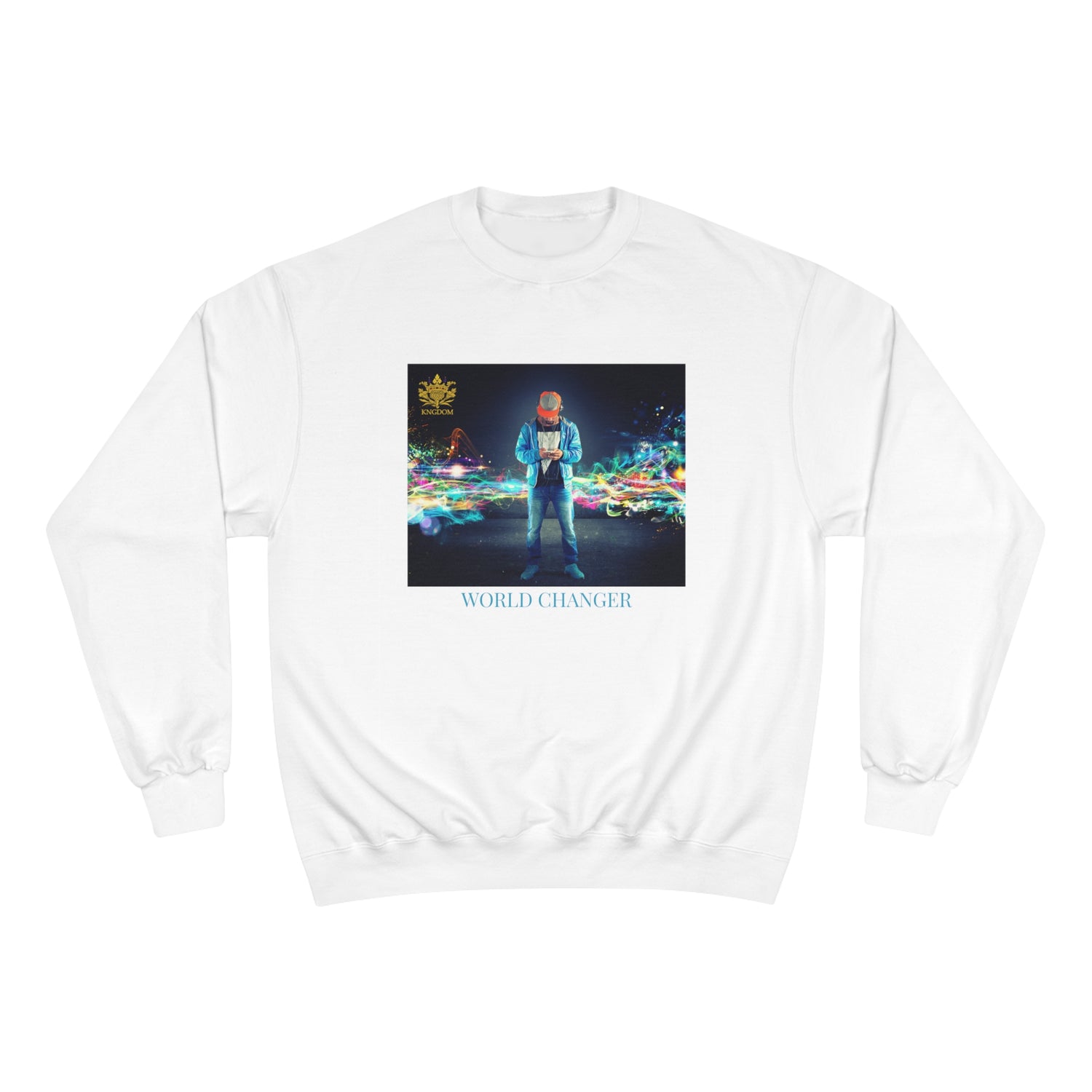 Man Of Color (WORLD CHANGER)- Unisex Champion Sweatshirt W/ Back Side Kngdom Logo