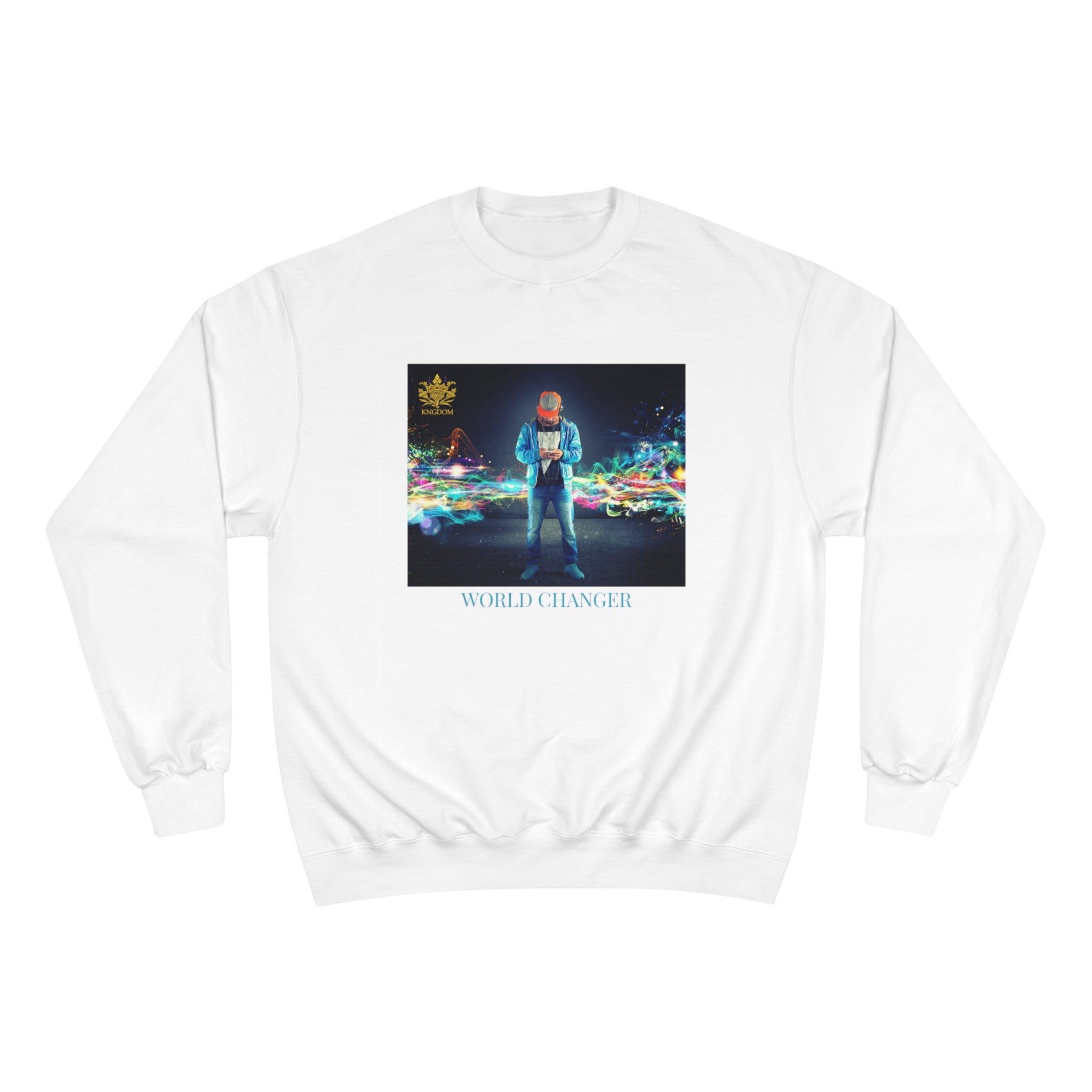 Man Of Color (WORLD CHANGER)- Unisex Champion Sweatshirt W/ Back Side Kngdom Logo