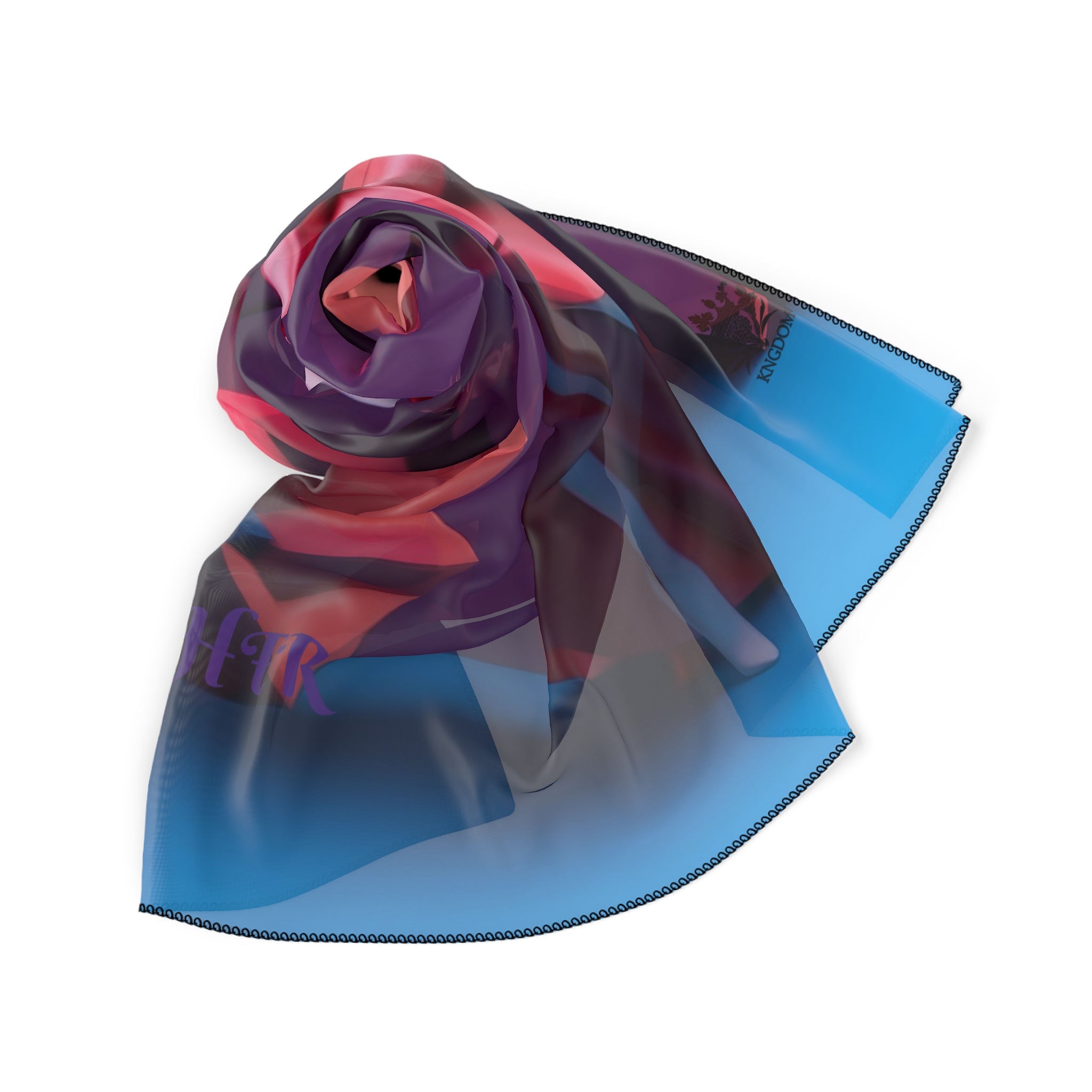 &quot;H.E.R&quot; (Heroism/Eagerness/Relevant)- Poly/Chiffon Scarf W/ Blk Kngdom Logo