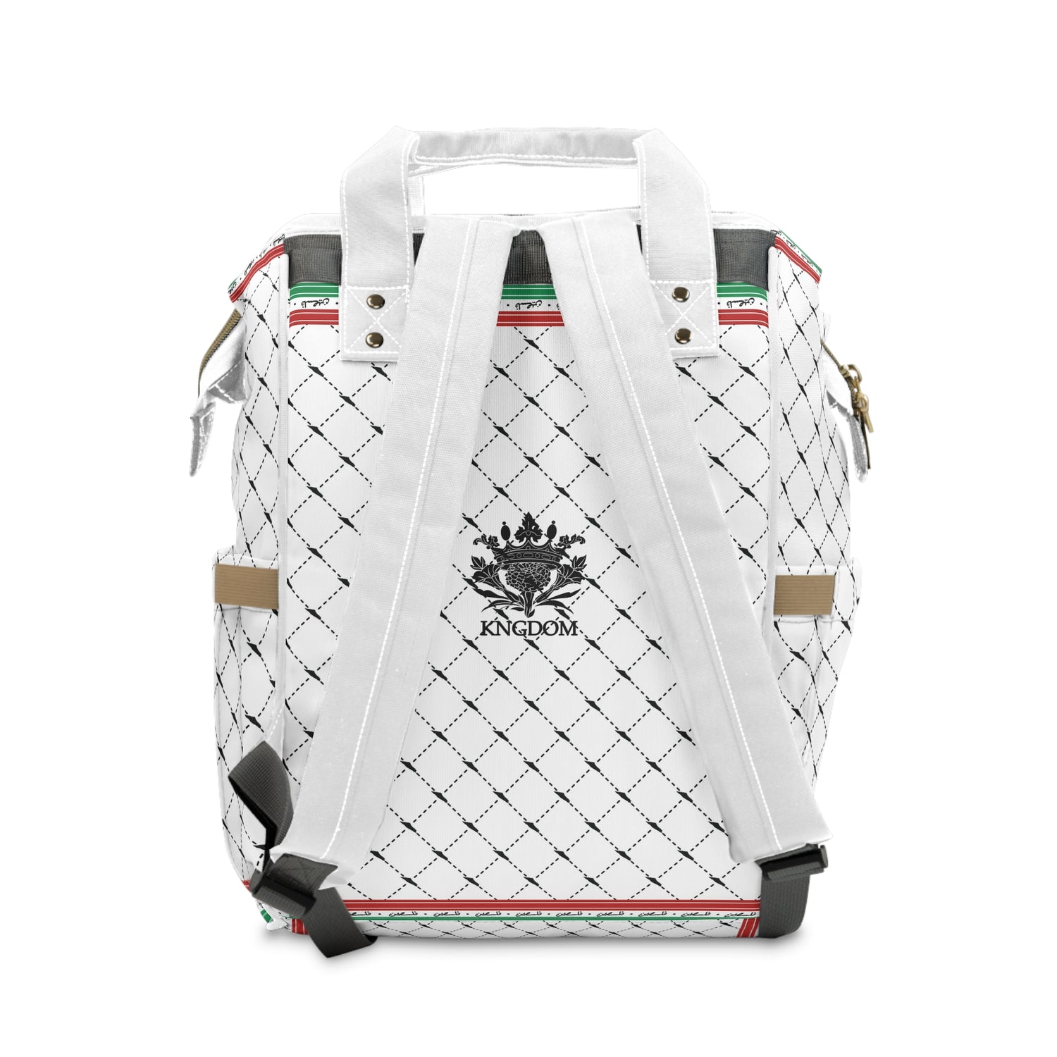 Keffiyeh World &quot;PALESTINE IS GUCCI&quot;- Multifunctional Diaper Backpack W/ Blk Kngdom Logo