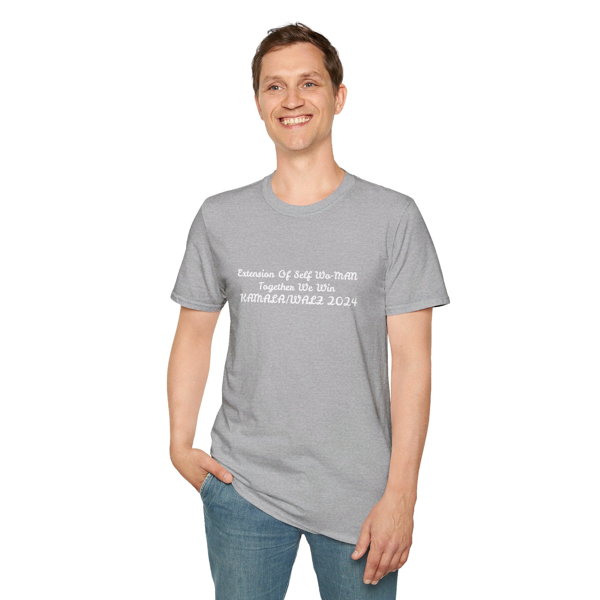 &quot;Extension Of Self Wo-MAN- Together We Win&quot; KAMALA/WALZ 2024(Quote)- Unisex Softstyle T-Shirt W/ Kngdom Logo