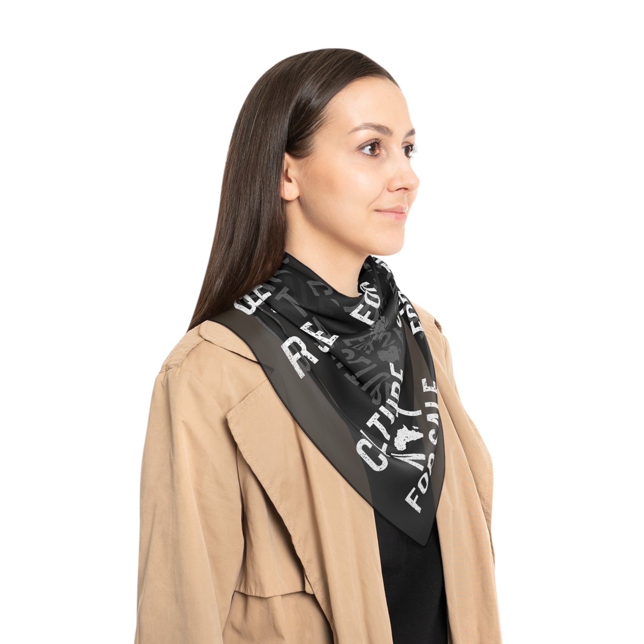 Kngdom &quot;DRIP&quot; (Culture Not For Sale)- Poly/Chiffon Scarf W/ Grey Kngdom Logo