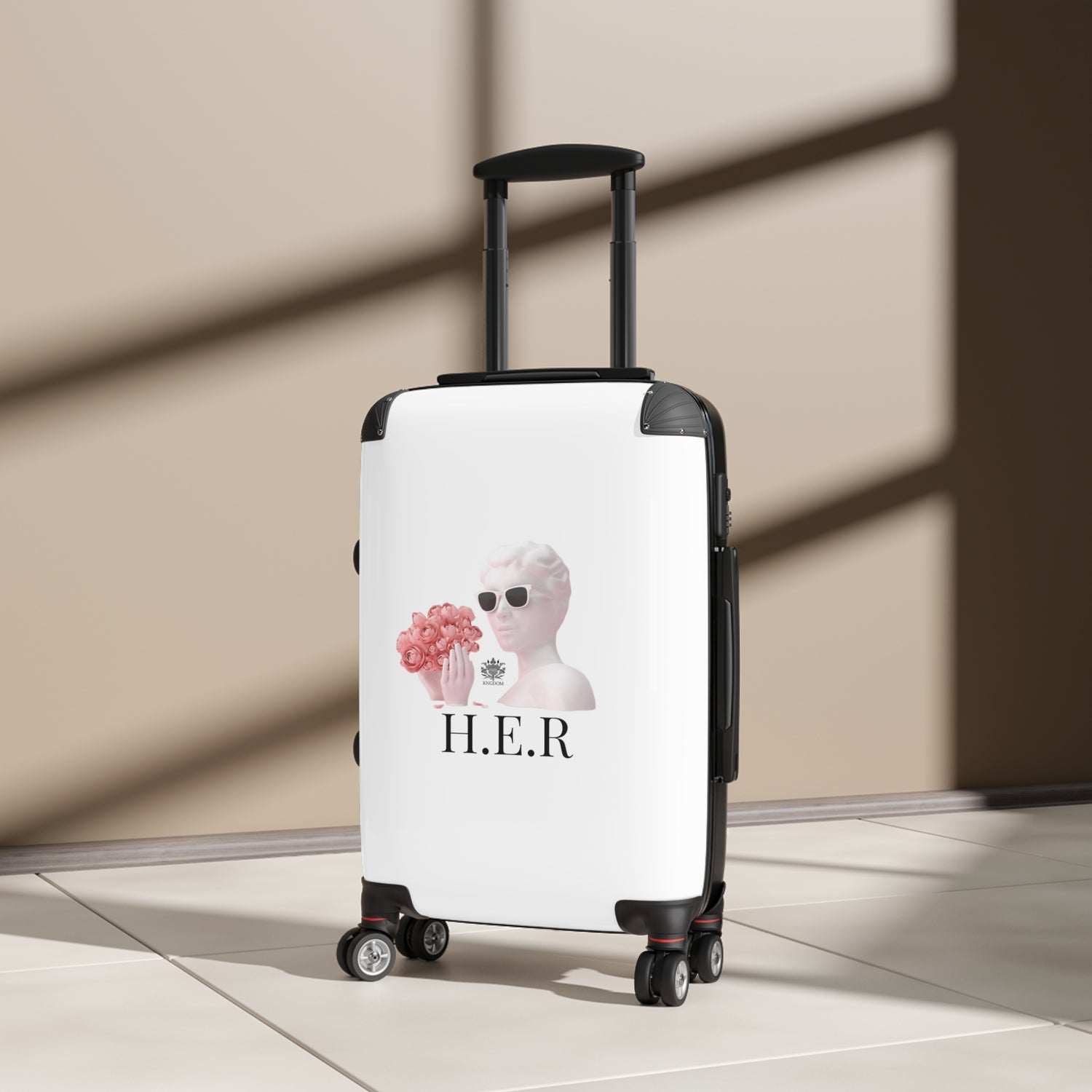 &quot;H.E.R&quot; (Heroism/Eagerness/Relevant)- Small/Med/Large Suitcases W/ Blk Knogdom Logo