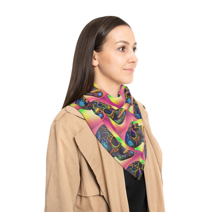 Being The Change (&quot;Siendo el Cambio&quot;)- &quot; Dazzling Calavera&quot; Chiffon/Poly Scarf W/ Blk Kngdom Logo