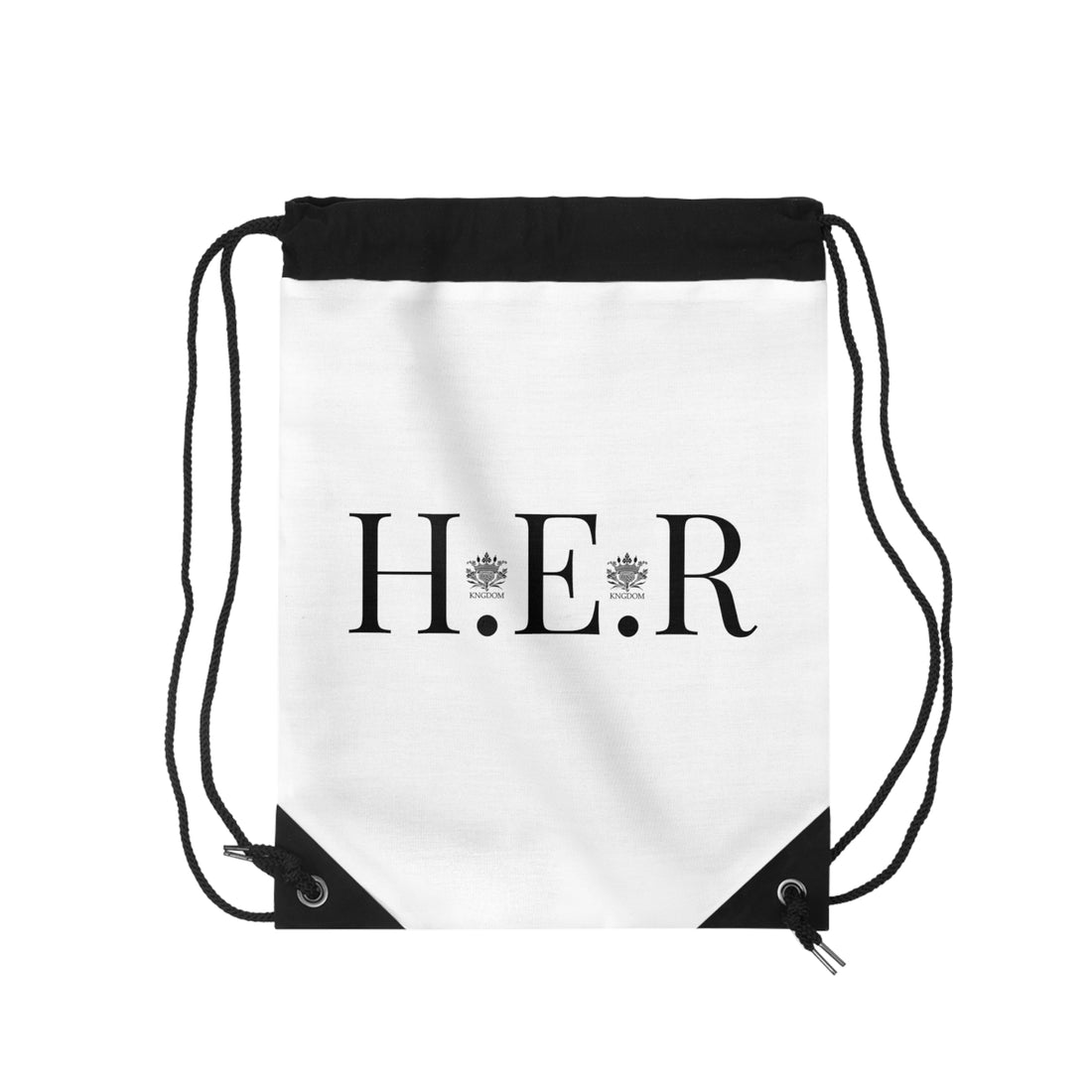 &quot;H.E. R&quot; (Heroism/Eagerness/Relevant)- Drawstring Bag W/Blk Kngdom Logo