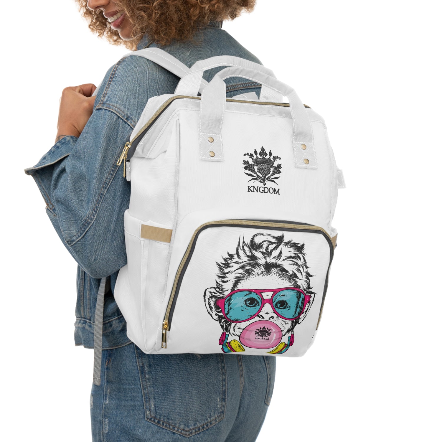 Kngdom &quot;DRIP&quot; (COOL MONKEY)- Multifunctional Backpack W/ Blk Kngdom Logo