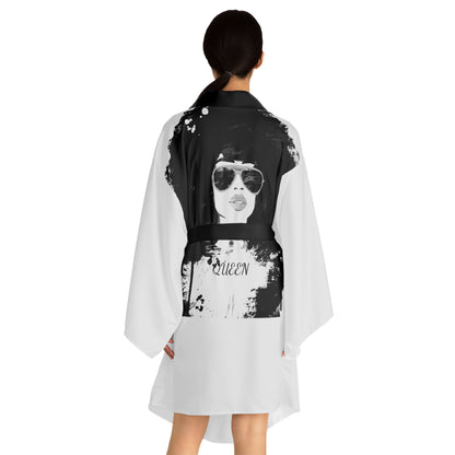 Kngdom &quot;DRIP&quot;- &quot;QUEEN&quot; Long Sleeve Kimono Robe W/Blk Kngdom Logo