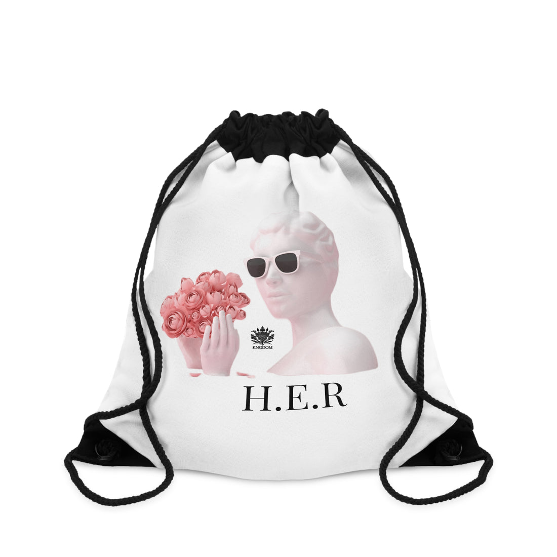 &quot;H.E. R&quot; (Heroism/Eagerness/Relevant)- Drawstring Bag W/Blk Kngdom Logo