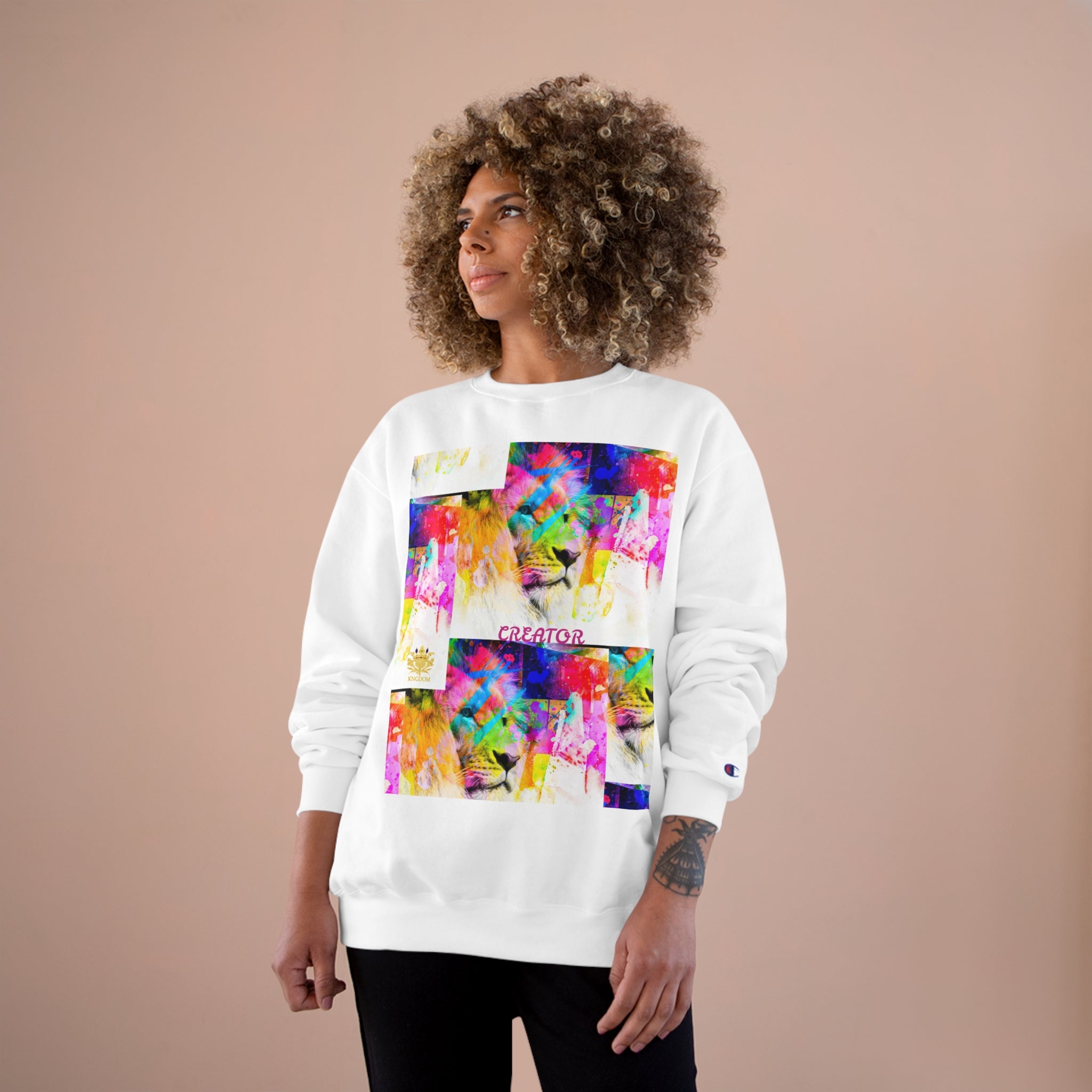 &quot;CREATOR&quot; Lion- Unisex Champion Sweatshirt W/ Kngdom Logo