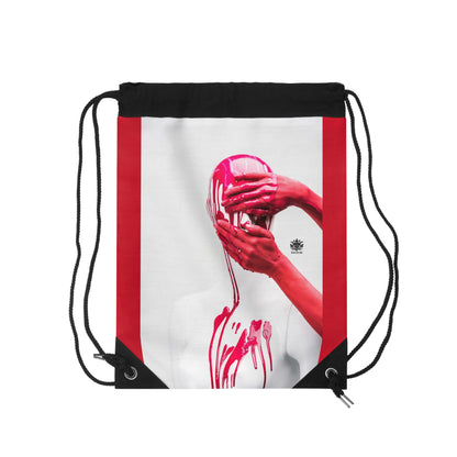 WE ARE AMERICA &quot;Freedom Of Speech&quot;- (THE BLOOD OF THE MARTYRS- Red Hand Over Face &amp; Mouth) Drawstring Bag W/ Blk Kngdom Logo